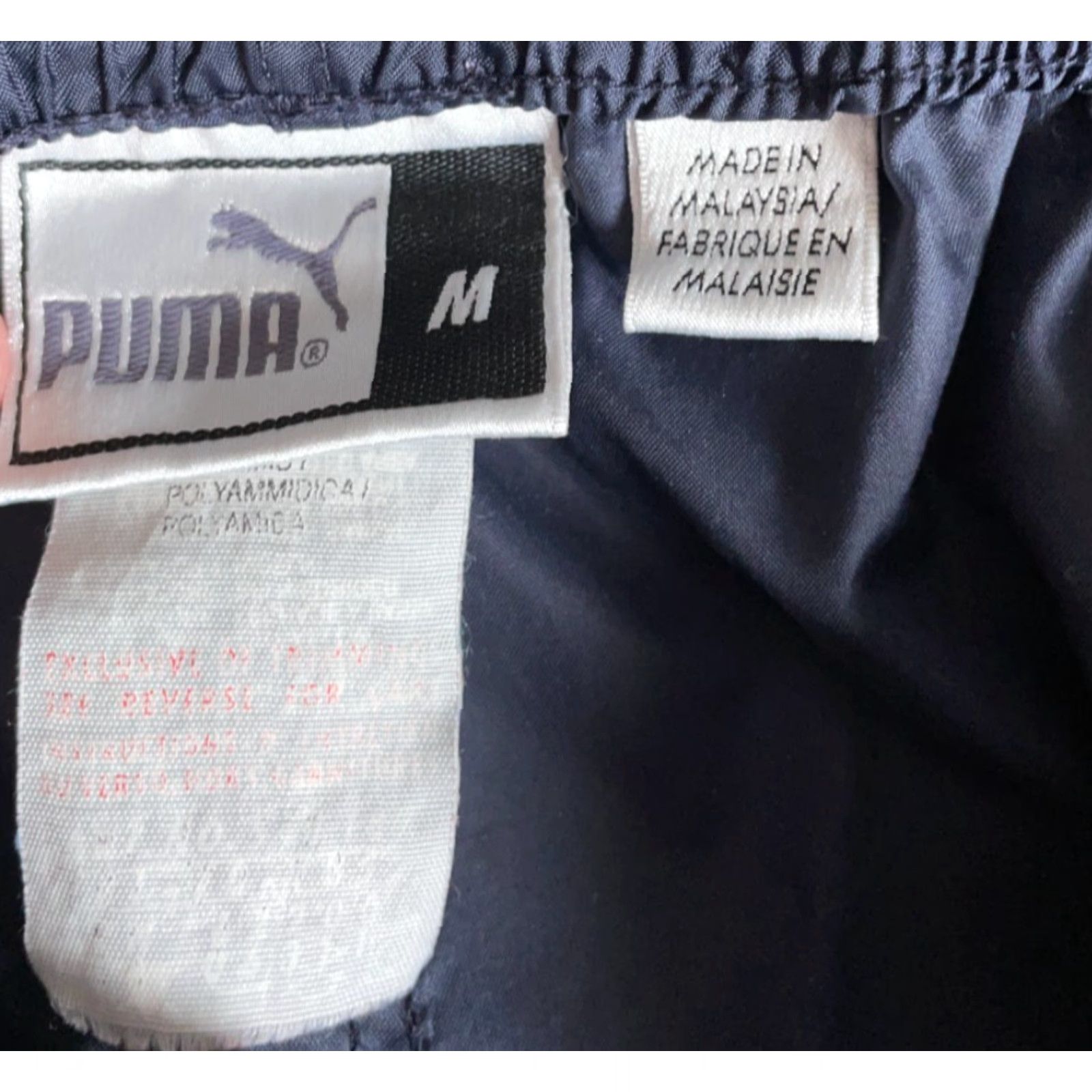 Puma Puma Tracksuit Windbreaker Jacket Pants Dark Blue Orange Fleece Lined 2 Piece Nylon Zip Pockets Mens M Size US 31 - 3 Thumbnail