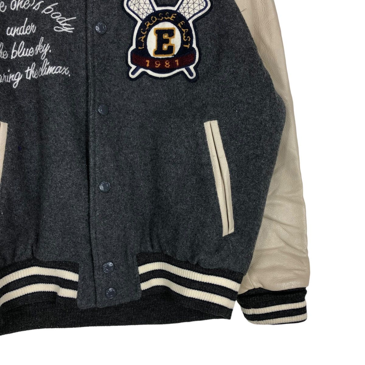 Japanese Brand 🔥VINTAGE VARSITY JUMPER LEATHER JACKET EAST BOY BIG LOGO Size US M / EU 48-50 / 2 - 7 Thumbnail