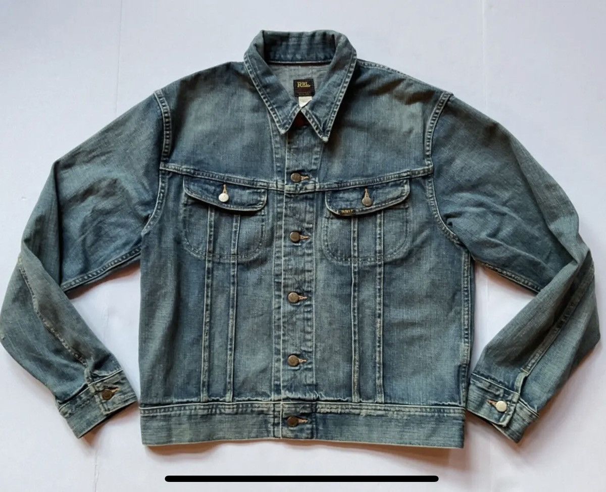 image of Rrl Ralph Lauren Double Rl Rrl Denim Trucker Jacket XL in Blue, Men's