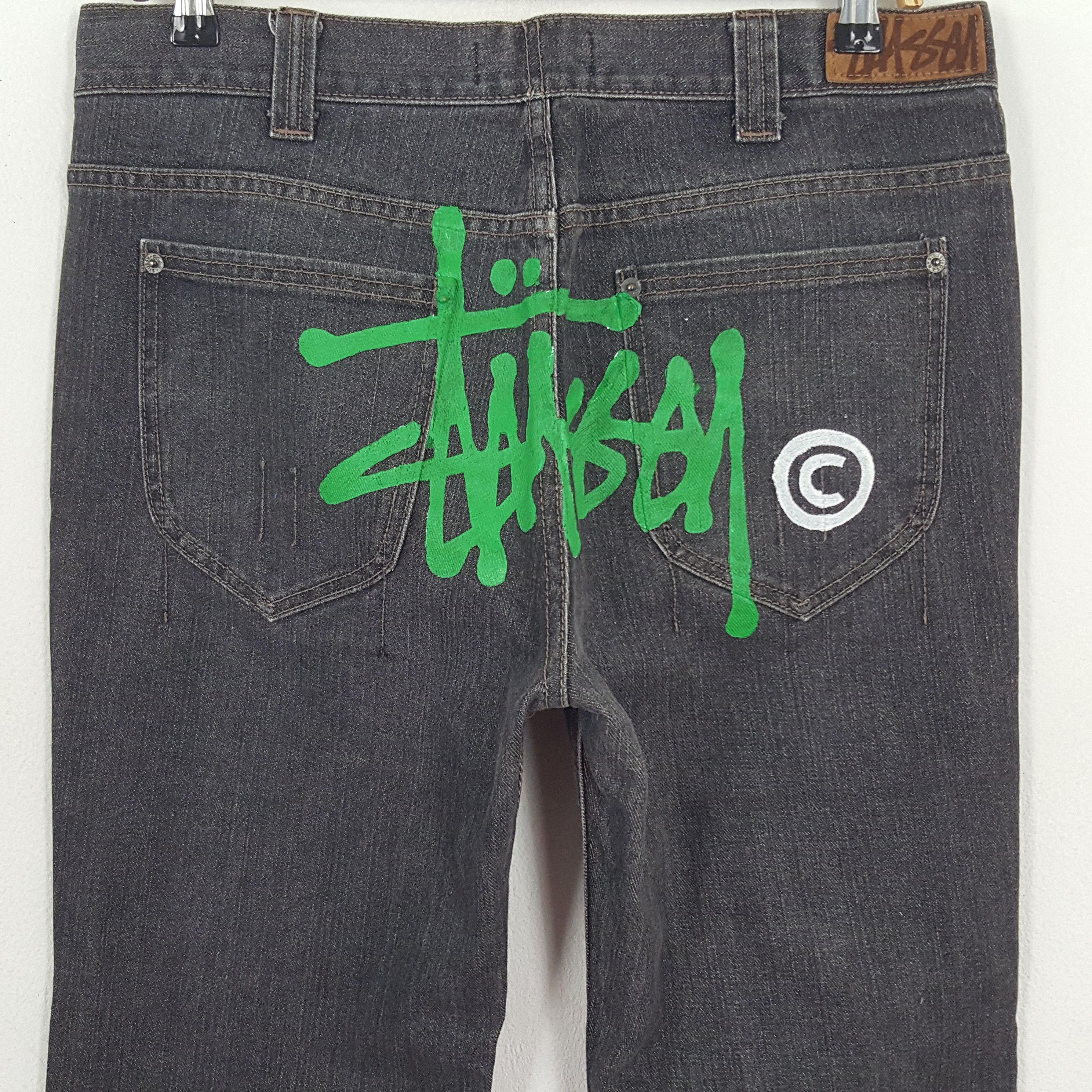 Stussy × Vintage Vintage Stussy Australia Custom Art Big Logo Denim Jeans Size US 33 - 2 Thumbnail