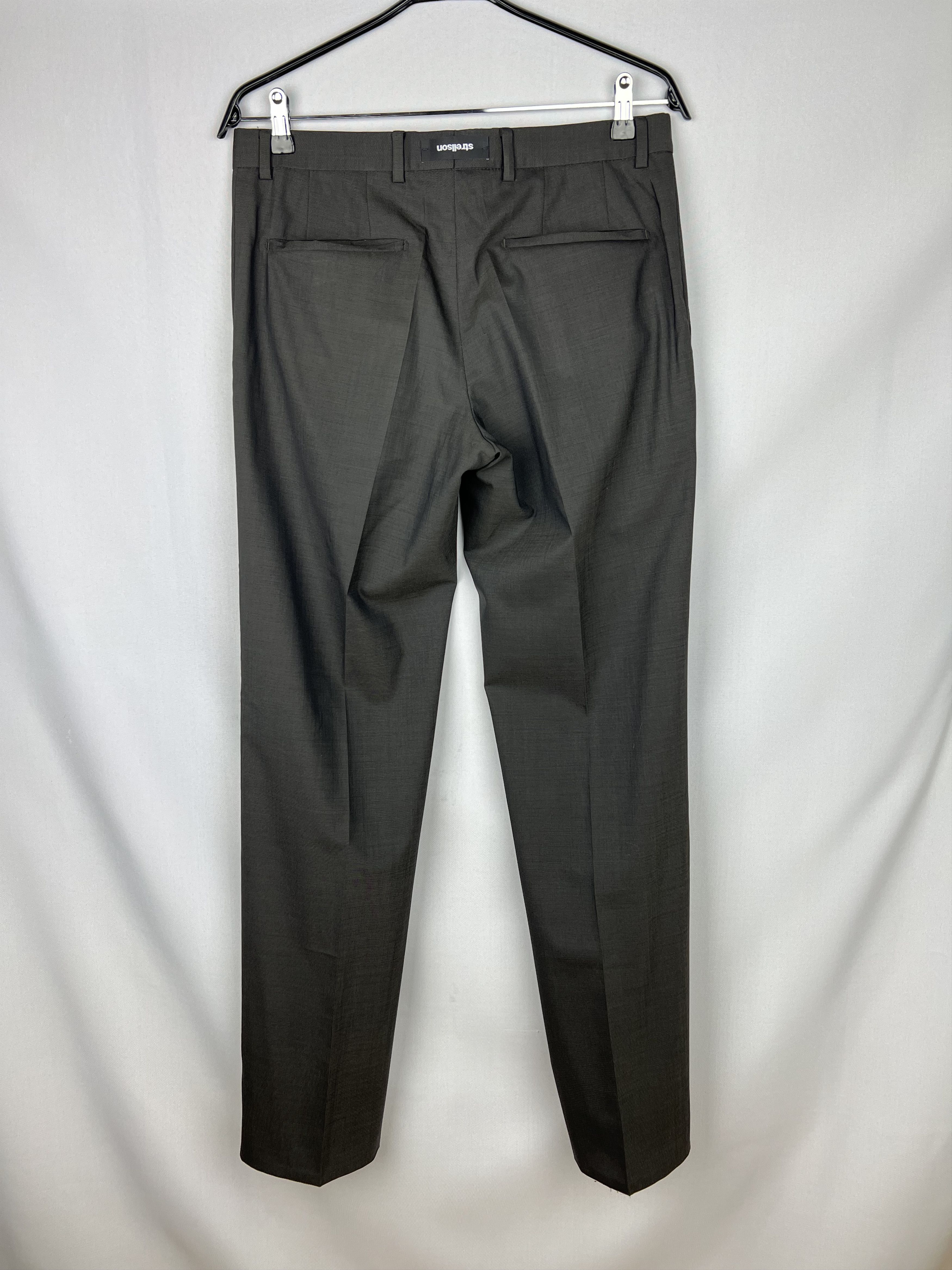 Strellson Solid Gray-Brown Wool Classic Slim-Fit 2 Piece Long Suit Size 40L - 11 Thumbnail