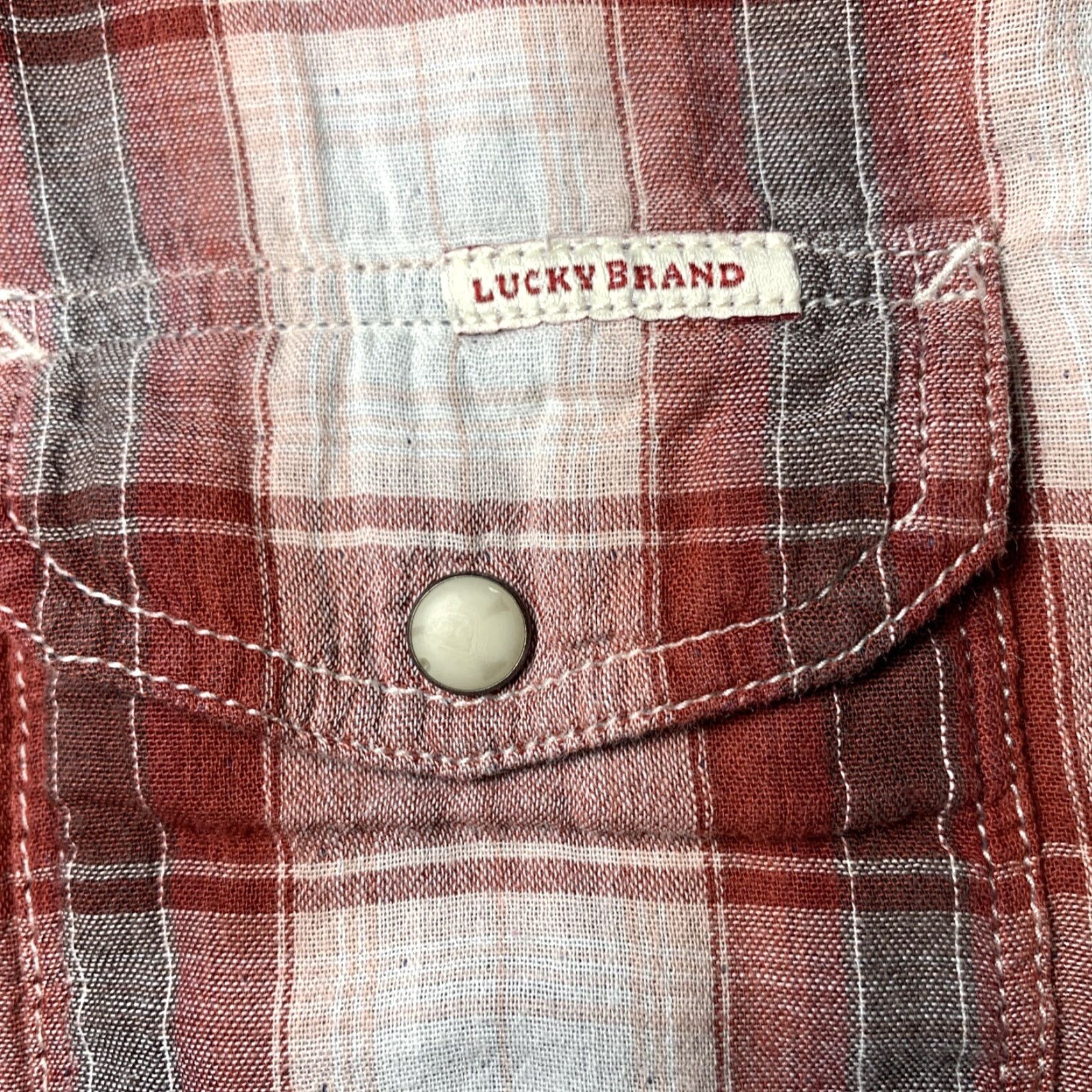 Lucky Brand Lucky Brand Mens Shirt Large Red Plaid Snap Button Up Long Sleeve Classic Fit Size US L / EU 52-54 / 3 - 6 Thumbnail