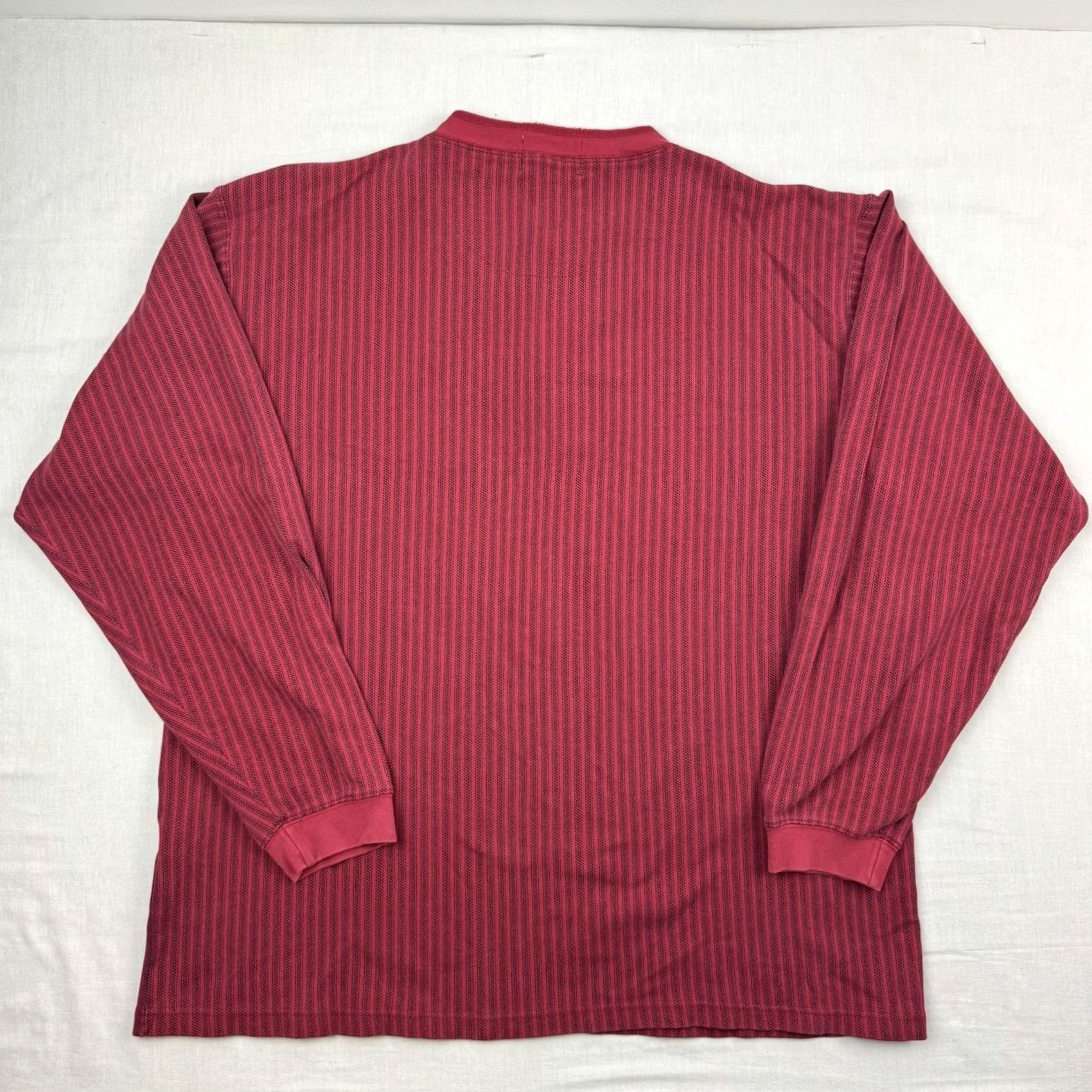 Eddie Bauer VINTAGE Eddie Bauer Henley Shirt Adult Large Striped Button Up Outdoor Hipster Men Long Sleeve Red Cotton 90s Y2K Hipster 90s Mens Size US L / EU 52-54 / 3 - 8 Thumbnail