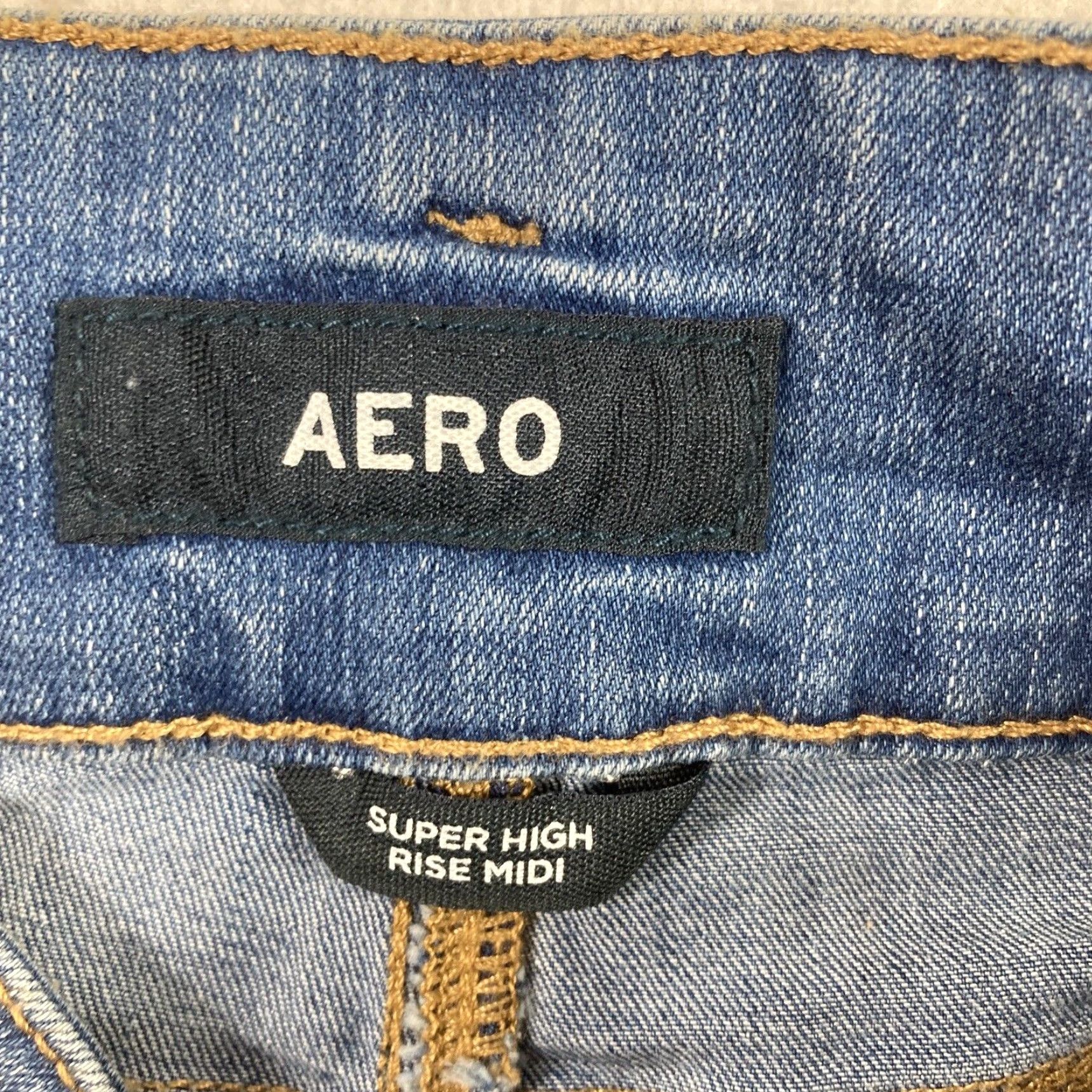 Vintage Aéropostale Denim Shorts Juniors 0 Blue High Rise Stretch Size 42" / US 20 - 7 Thumbnail