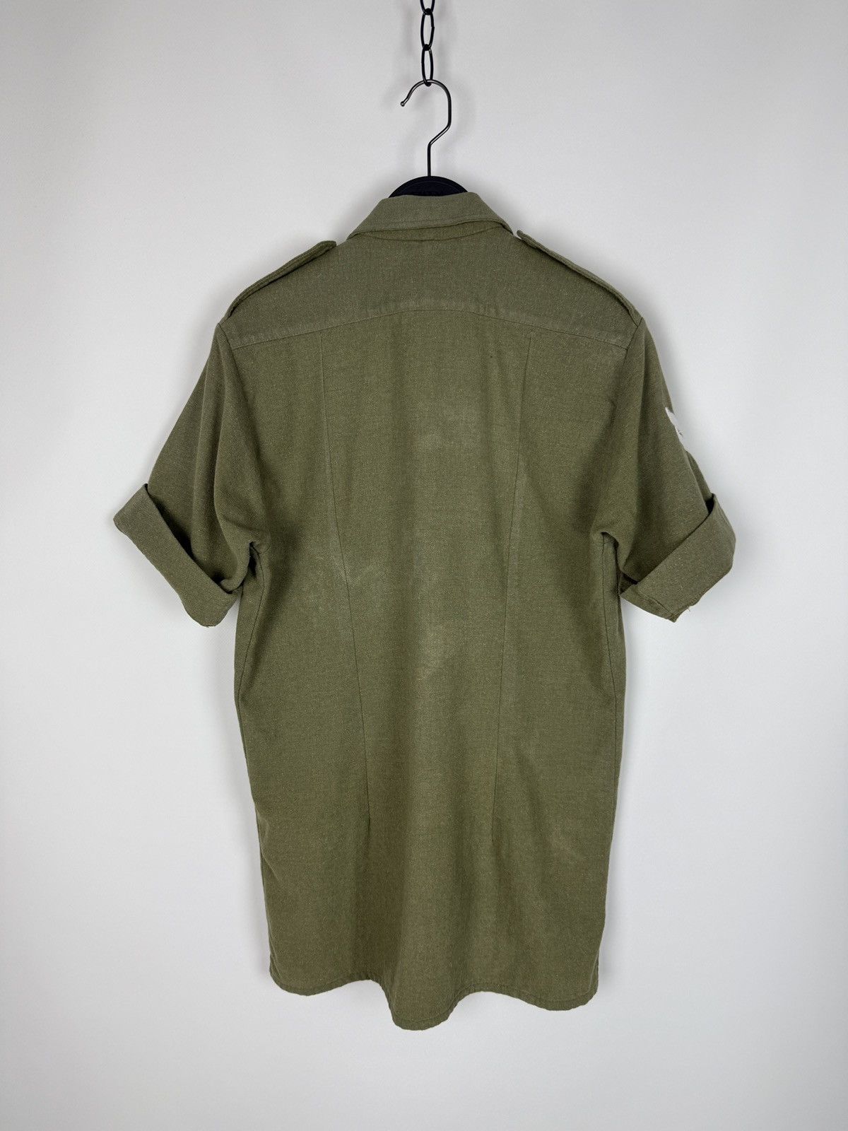 Vintage 50s 60s Vintage British Army Green Wool Short Sleeve Shirt Size US M / EU 48-50 / 2 - 9 Thumbnail