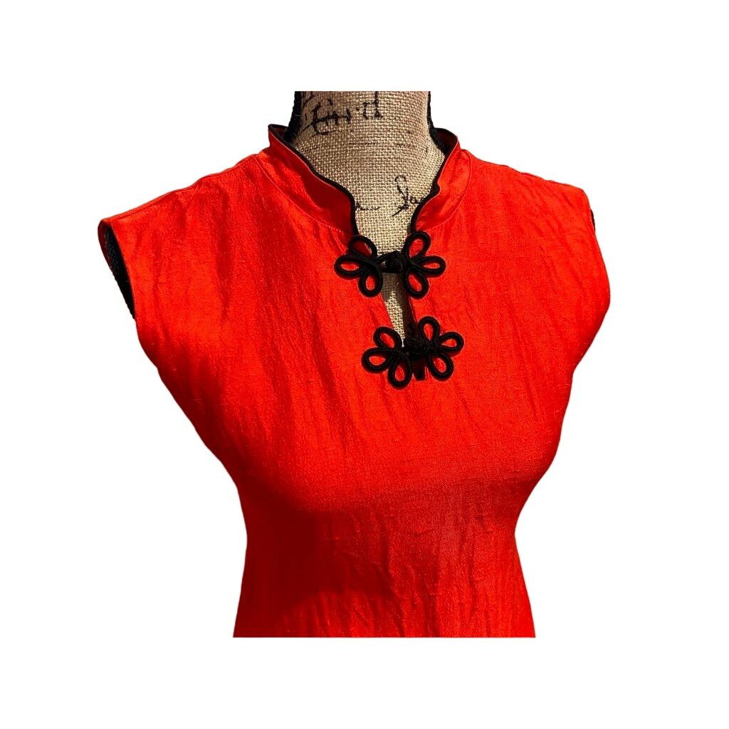 Handmade Vintage 1950s Red Cheongsam Dress-Handmade-Silk-Small-Side Size S / US 4 / IT 40 - 8 Thumbnail