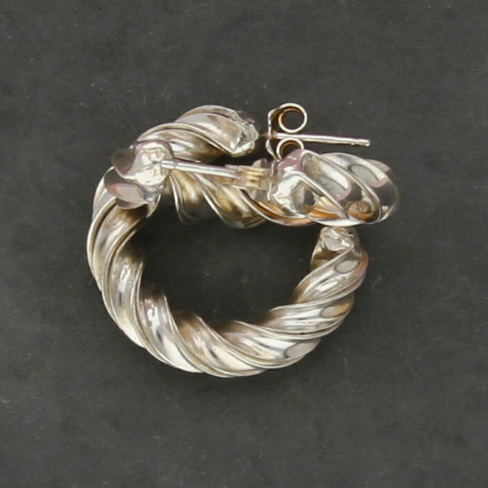 Sterling Silver sterling silver vintage twisted hoop post earrings Size ONE SIZE - 3 Thumbnail