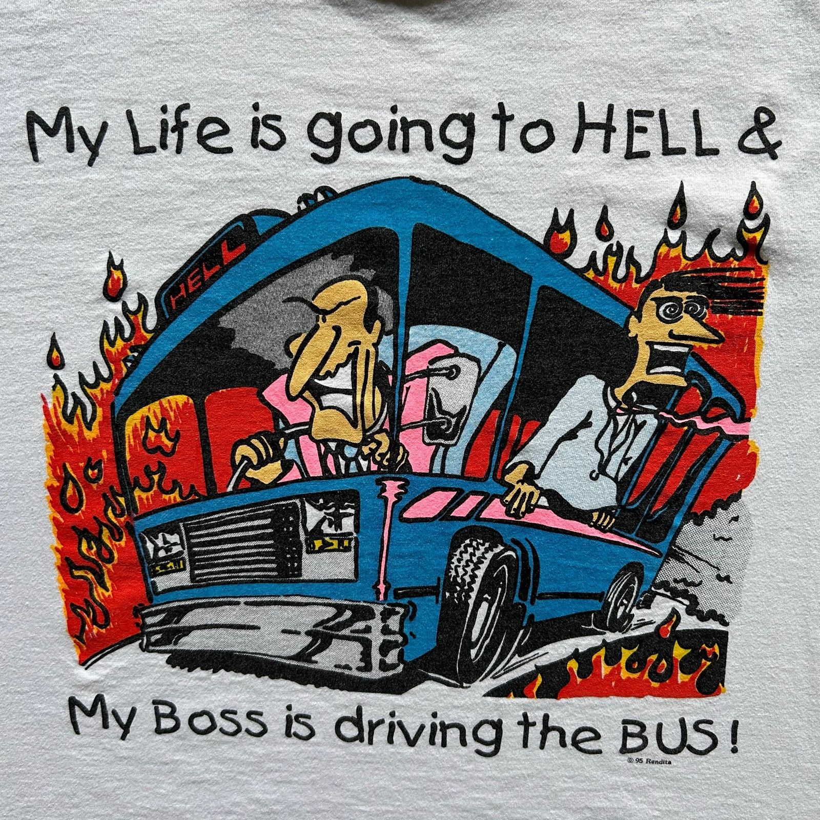 Other Vintage 90s 1995 funny joke Boss Driving the Bus T-Shirt Size US M / EU 48-50 / 2 - 1 Thumbnail