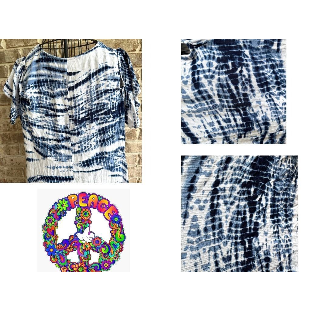 Torrid Torrid Blue Tie Dye Gauze Cold Shoulder Wrap Midi Dress 1X Size XXL / US 16-18 / IT 52-54 - 7 Thumbnail