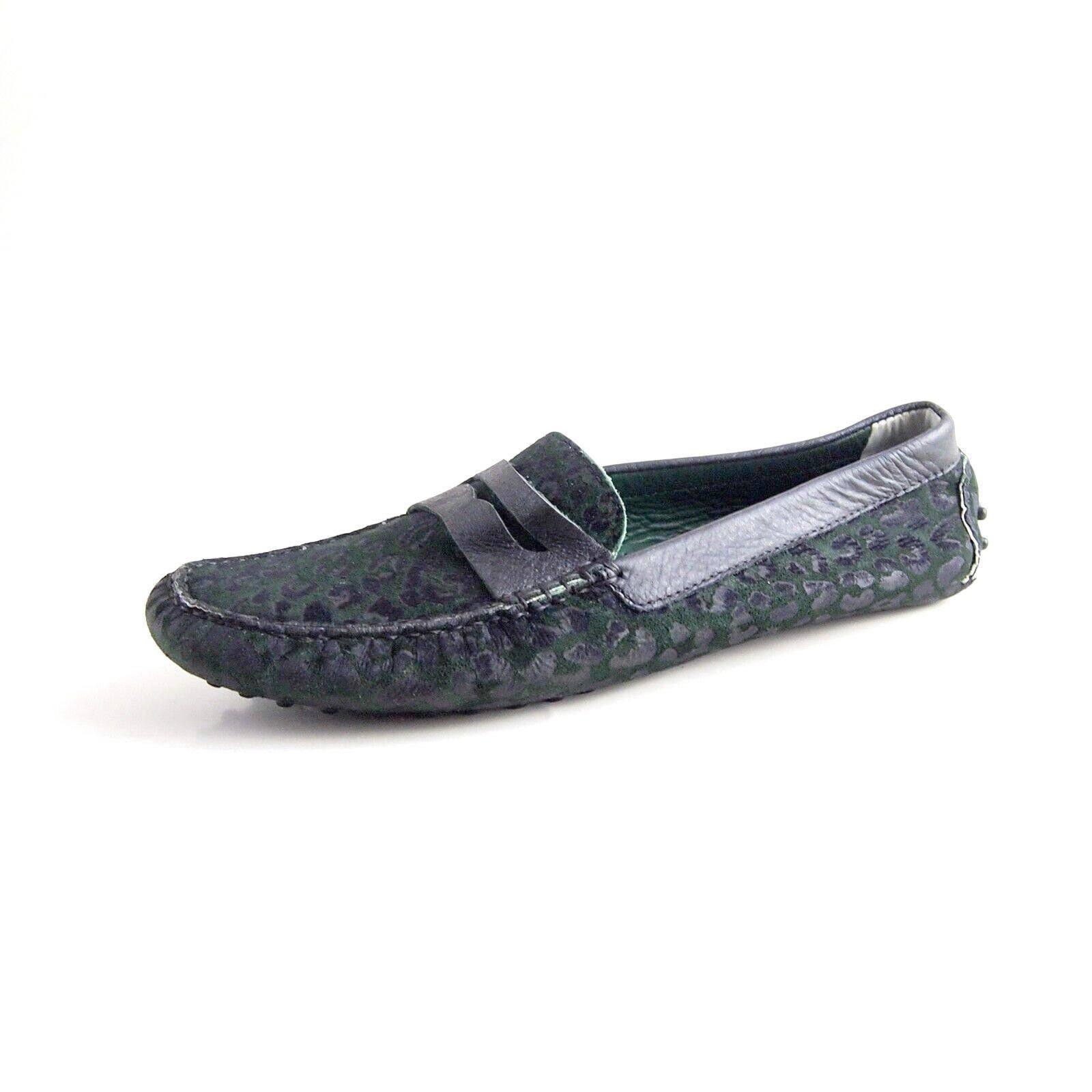 Repetto Penny Loafers Green Suede Black Leather FR 39 US 8