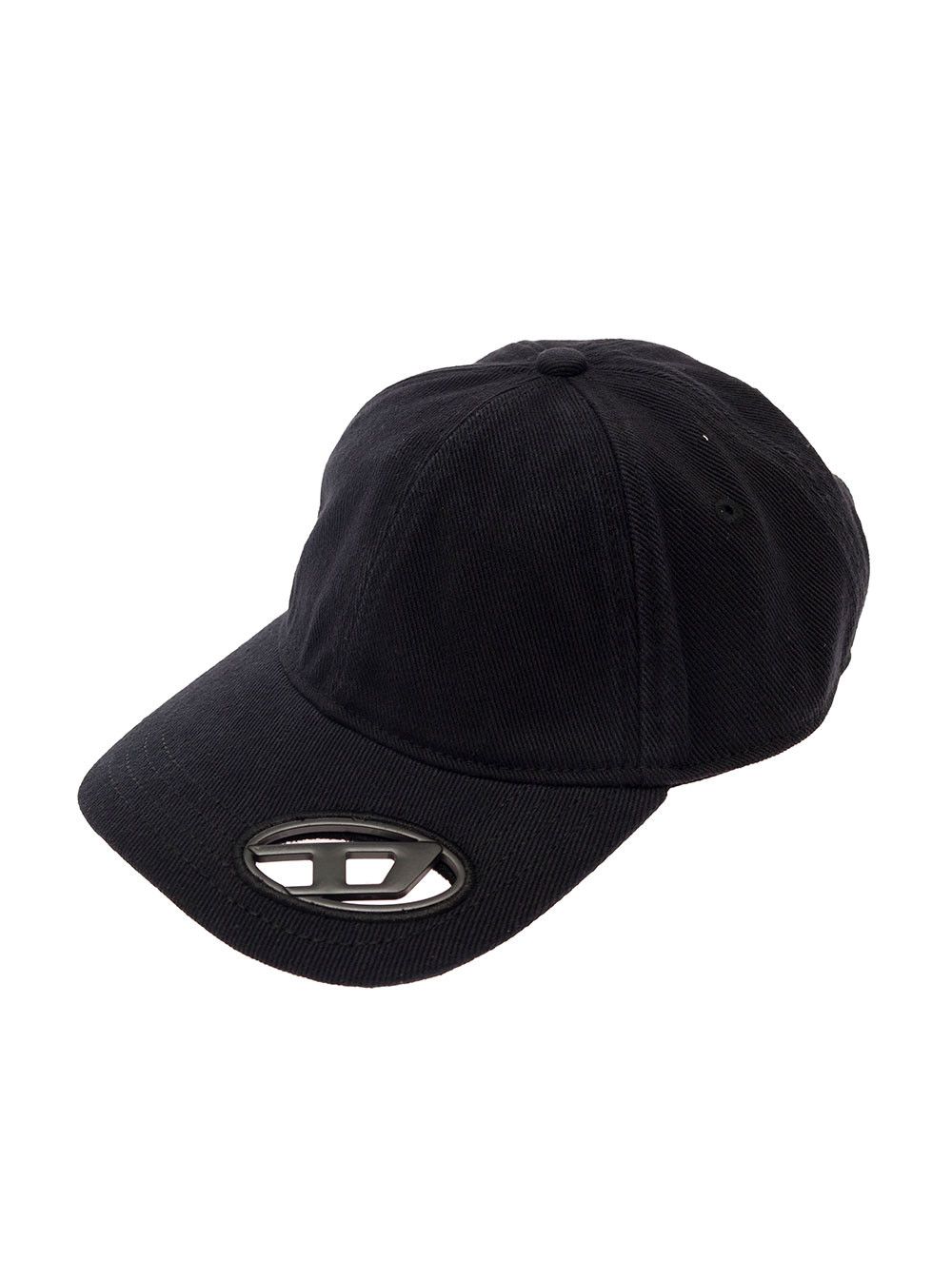 Black Baseball Cap with Oval D Cut-Out in Cotton Man