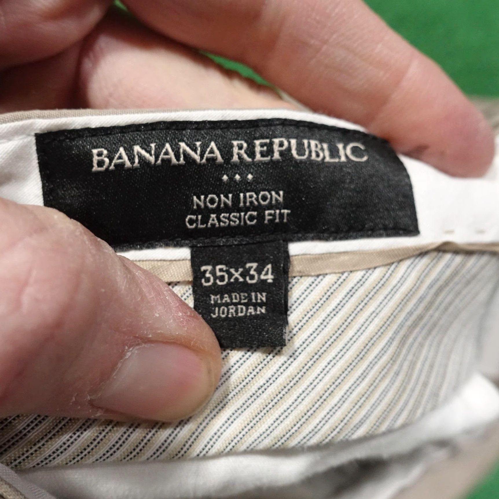 Banana Republic Banana Republic Pants Mens 35x34 Beige Non Iron Classic Fit Pinstripe Business Casual Size US 35 - 6 Thumbnail