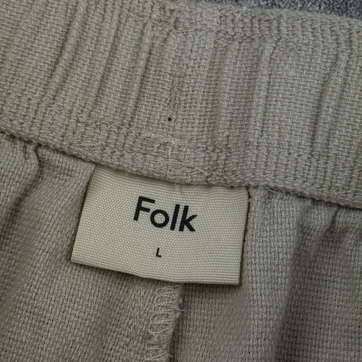 Folk Folk Beige Linen Drawstring Shorts / Aztec Hem Embroidery Size US 34 / EU 50 - 8 Thumbnail