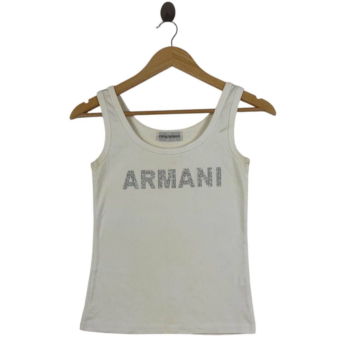 intage EMPORIO ARMANI SWAROVSKI Tank Top Tee Shirt Made