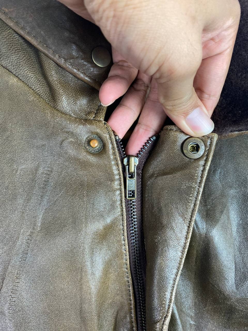 Vintage vintage skendel leather jacket used looked fur lining Size US L / EU 52-54 / 3 - 5 Thumbnail