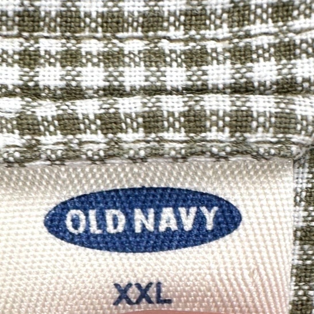 Old Navy Old Navy Shirt 2XL Button-Up Pocket Gingham Check Linen Blend Olive Green White Size US XXL / EU 58 / 5 - 4 Thumbnail