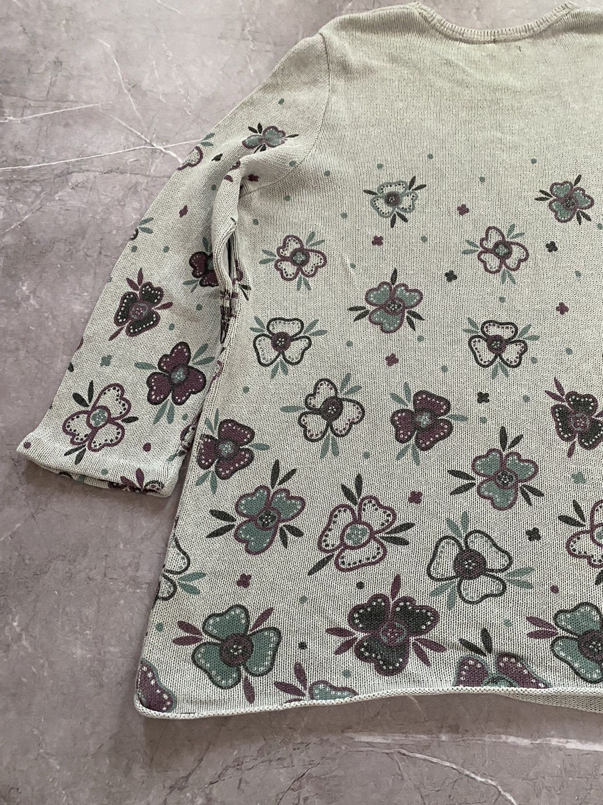 Designer × Gudrun Sjoden Rare Gudrun Sjoden Gray Sweater Floral Flowers Print Size L Size L / US 10 / IT 46 - 16 Thumbnail