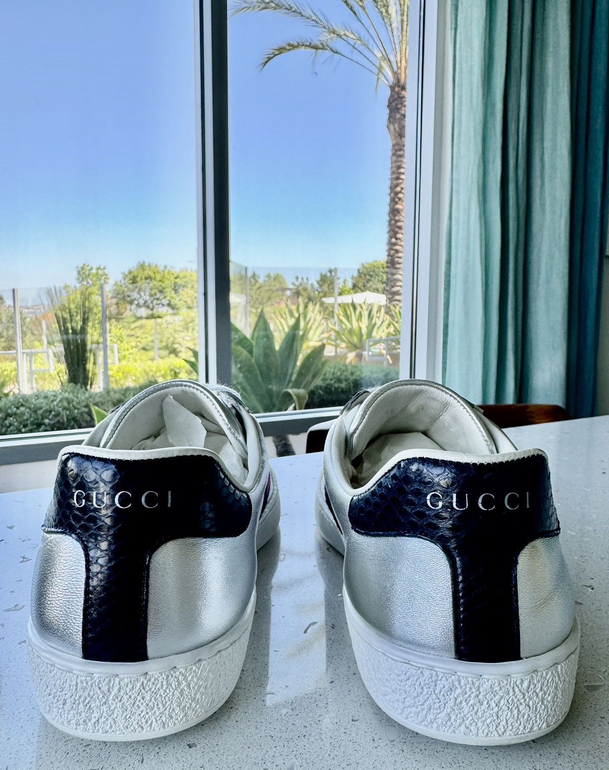 Gucci Ace Metallic Leather Low-Top Sneaker Size US 7.5 / EU 40-41 - 6 Thumbnail