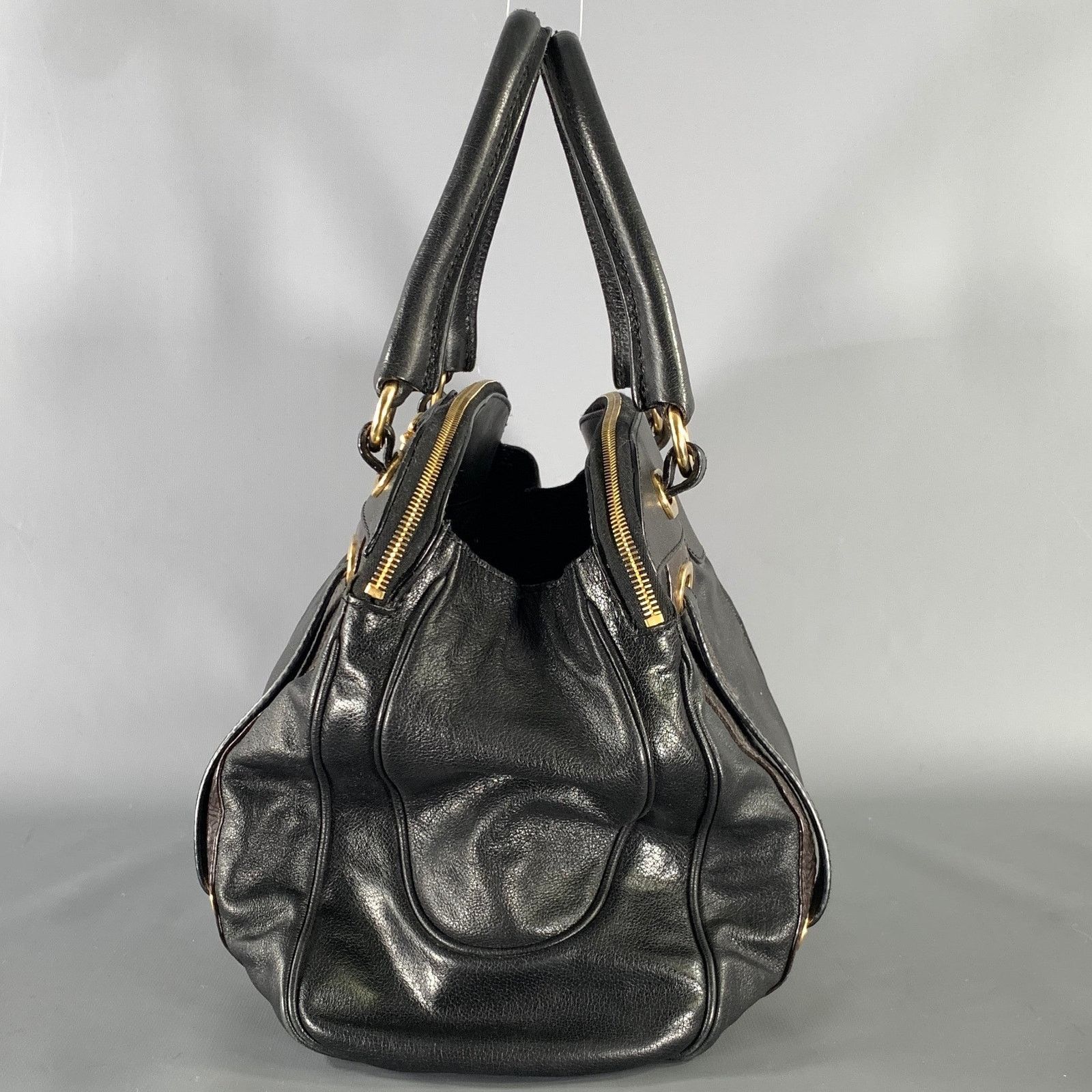 Marc Jacobs MARC JACOBS Black Brown Leather Satchel top Handles Handbag Size ONE SIZE - 4 Thumbnail