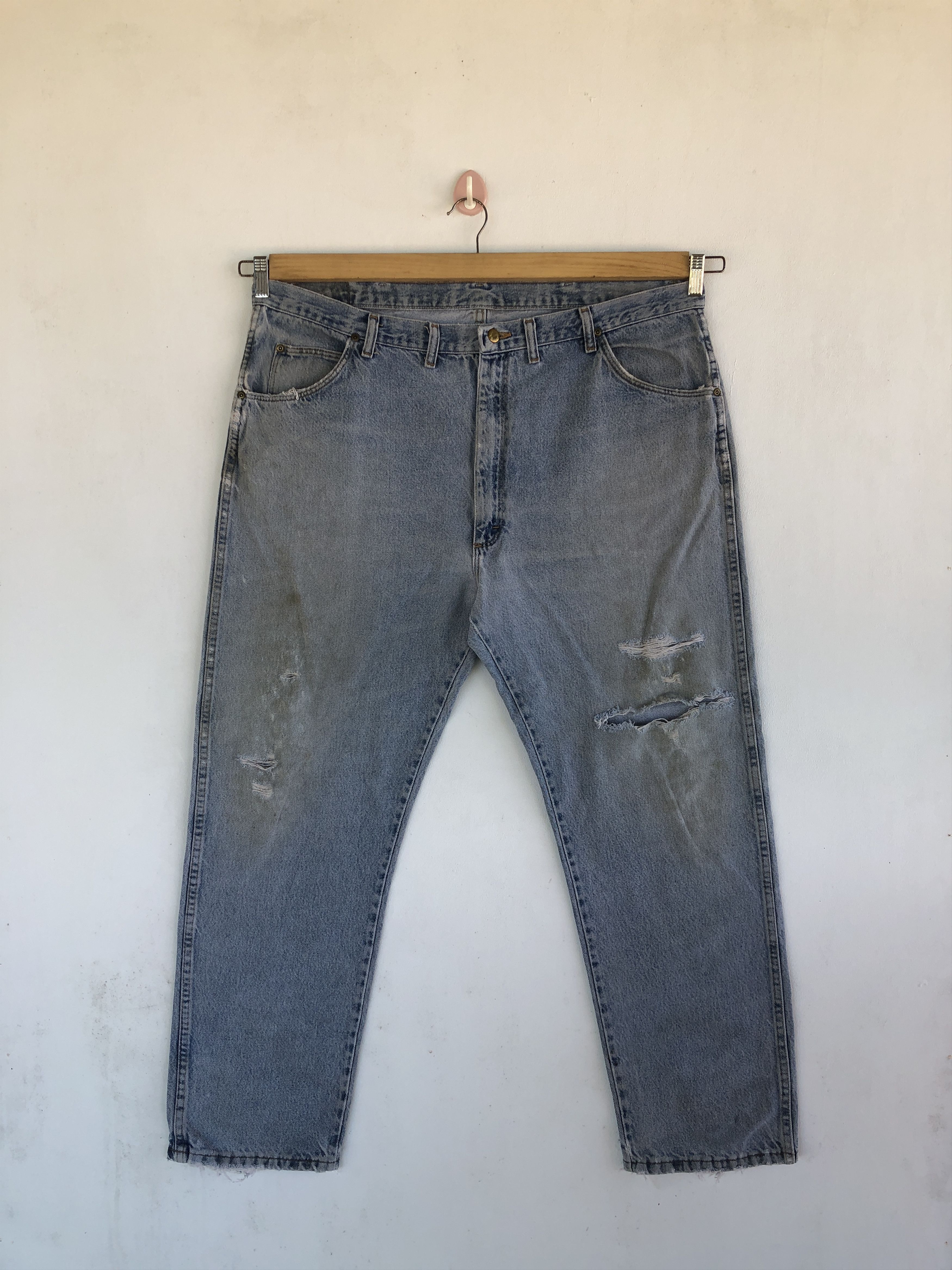 Wrangler Crazy Y2K Baggy Oversized Distressed Wrangler Faded Jeans Size US 38 / EU 54 - 1 Thumbnail