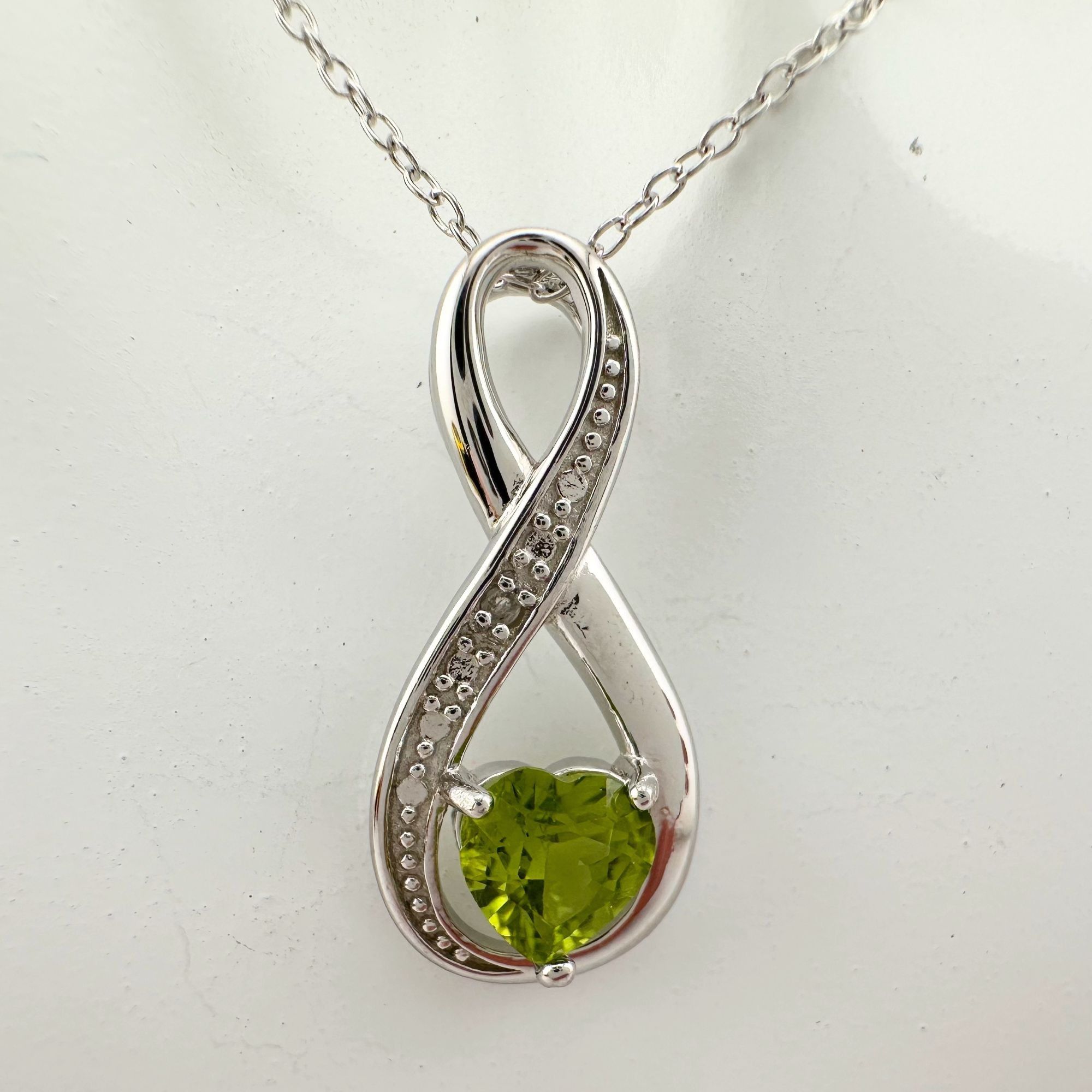 Other Beautiful Heart Peridot Infinity Necklace with Diamond Accen Size ONE SIZE - 14 Thumbnail