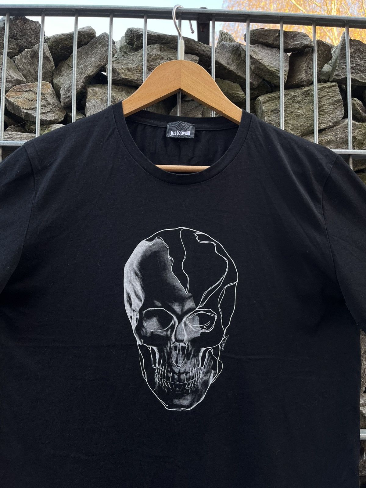 Just Cavalli × Roberto Cavalli × Vintage Just Cavalli Skull Big Logo Skeleton T-Shirt Jersey Size US M / EU 48-50 / 2 - 2 Thumbnail