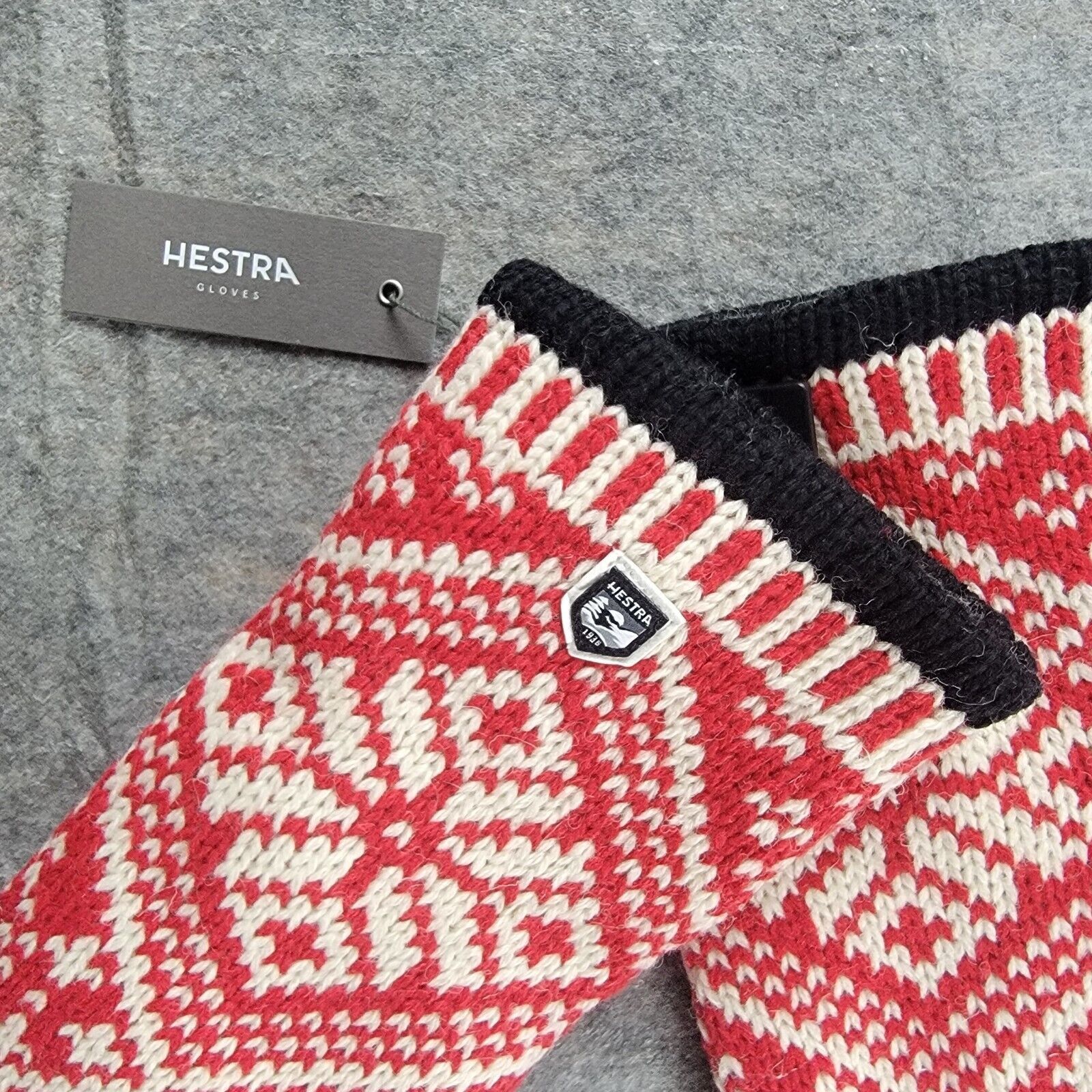 Hestra Hestra Nordic Wool Mitt size 10 Red Off White Size ONE SIZE - 4 Thumbnail