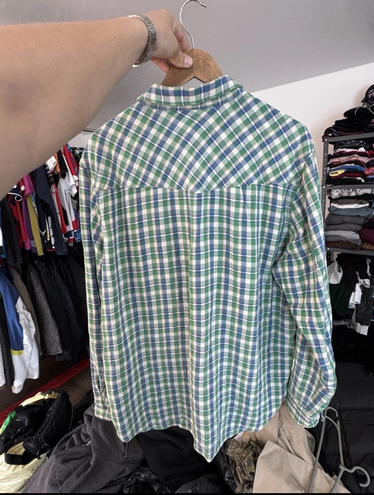Levi's Vintage Levis Retro Checked Green Blue Button Up Shirt Men Size US XL / EU 56 / 4 - 6 Thumbnail