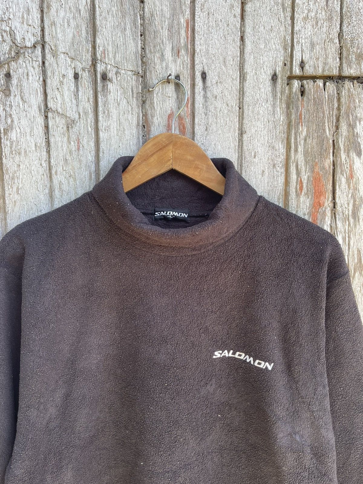 Salomon Vintage Salomon Fleece Pullover High Neck Outdoor Sweatshirt Size US L / EU 52-54 / 3 - 2 Thumbnail
