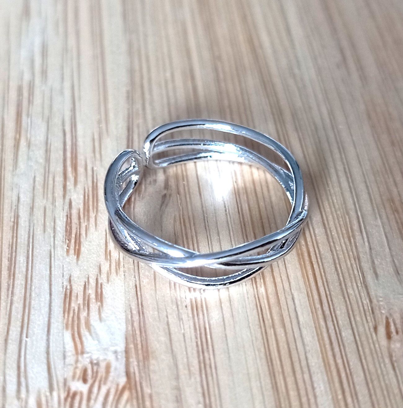 Designer × Vintage Punk Goth Shine Asymmetric Stripes Cross Silver Ring Unique Size ONE SIZE - 7 Thumbnail