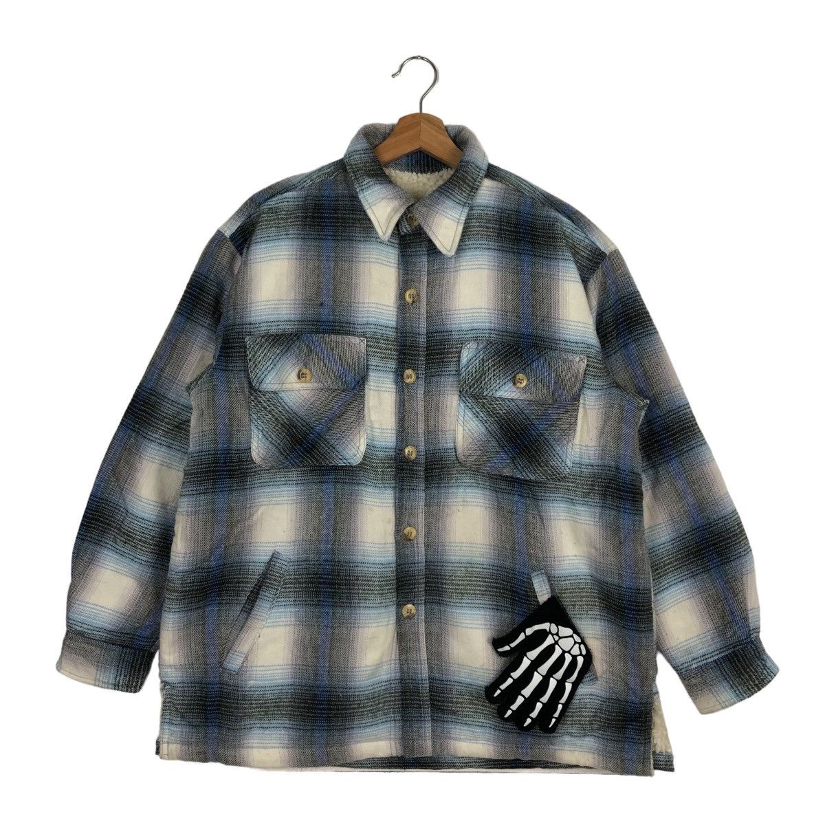 VINTAGE FLANNEL JACKET MOINEAU MINK FUR LINING TARTAN DESIGN