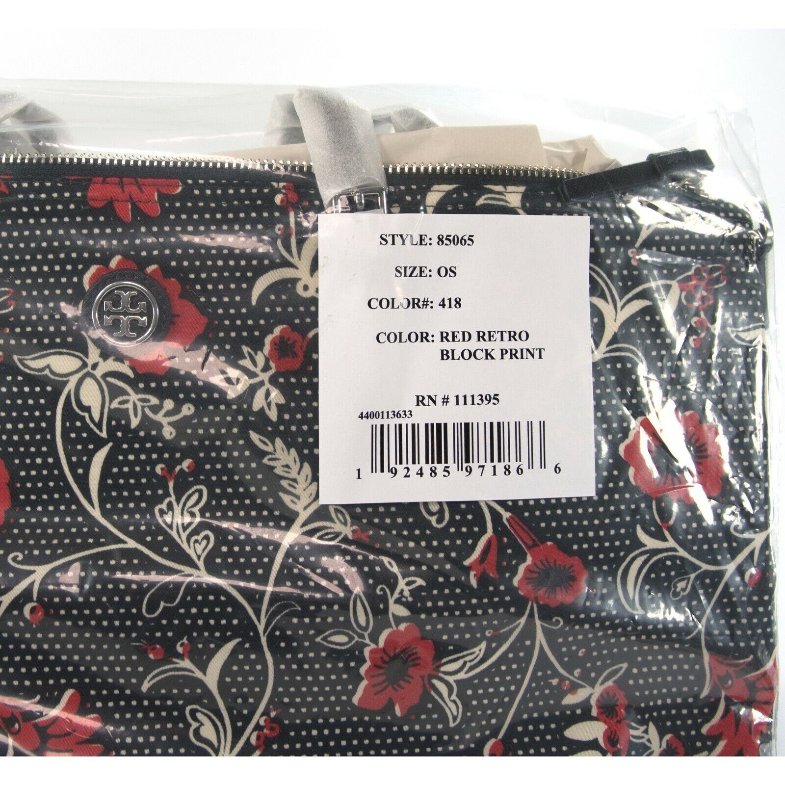 Tory Burch Tory Burch Virginia Red Retro Floral Block Print Nylon Tote Size ONE SIZE - 2 Thumbnail