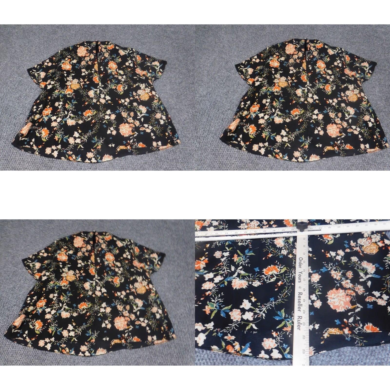 Vintage Atmosphere Blouse Womens 10 Black Floral pullover Size L / US 10 / IT 46 - 8 Thumbnail