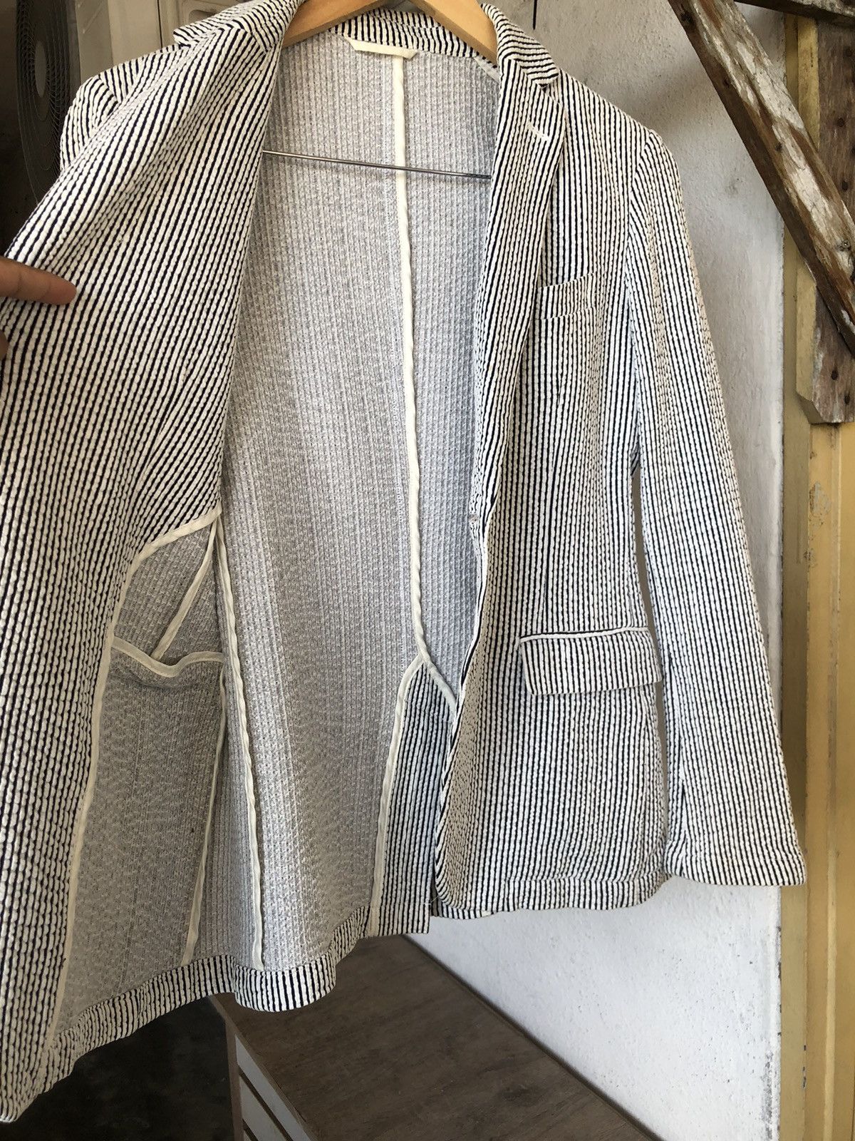 Issey Miyake Tete Homme by Issey Miyake Pleated Strip Blazer Size M / US 6-8 / IT 42-44 - 16 Thumbnail