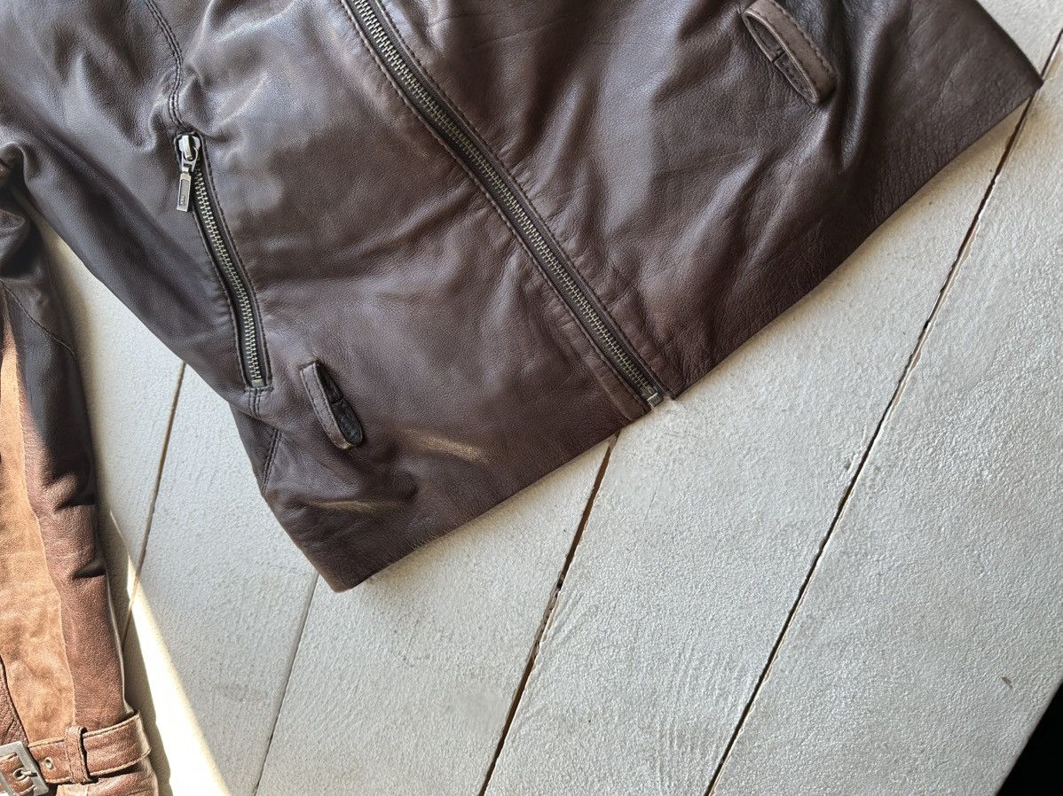 Other 🚨Y2K RICK OWENS TYPE DIRTY SLIM FIT ZIP LEATHER JACKET Size XS / US 0-2 / IT 36-38 - 3 Thumbnail