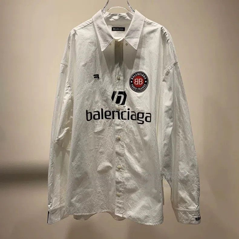 Balenciaga Balenciaga Letter Print Collared Shirt Jacket. Size US L / EU 52-54 / 3 - 1 Thumbnail