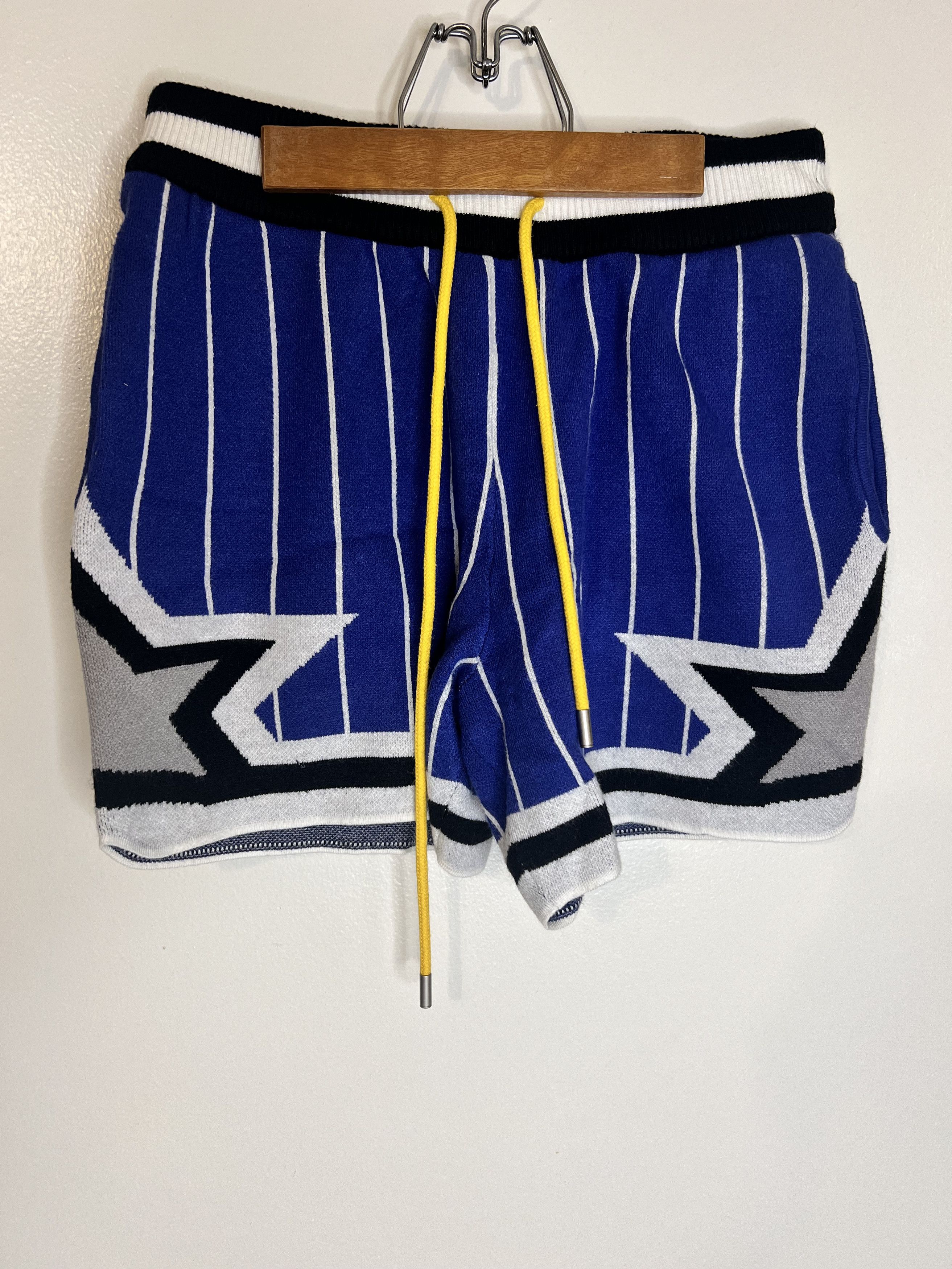 MNML Men's Knit Basketball Shorts - Blue/White/Black Size US 32 / EU 48 - 1 Thumbnail