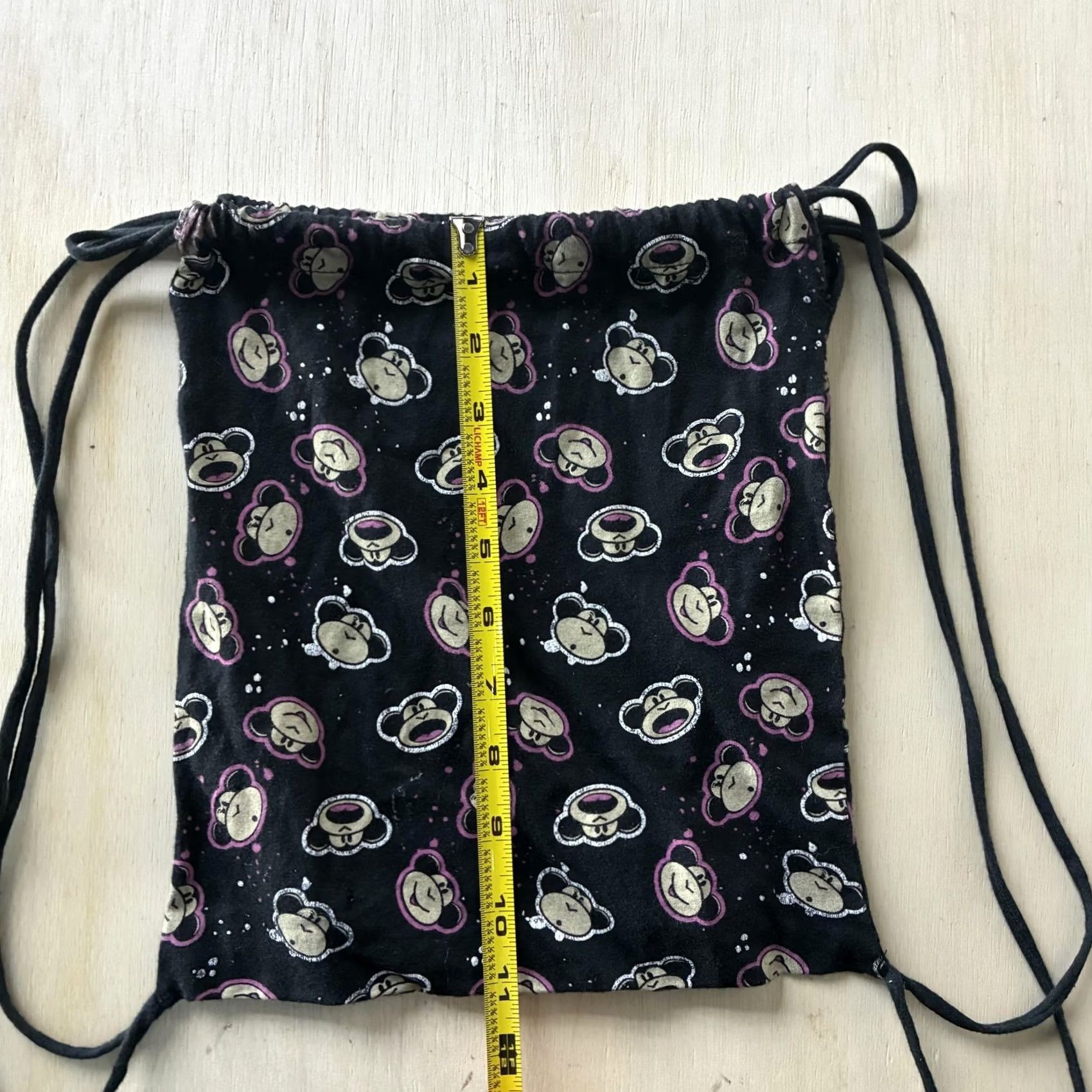 Vintage Bobby Jack Backpack Black 13" Girls Cotton Character Cartoon Drawstring Bag Size ONE SIZE - 3 Thumbnail