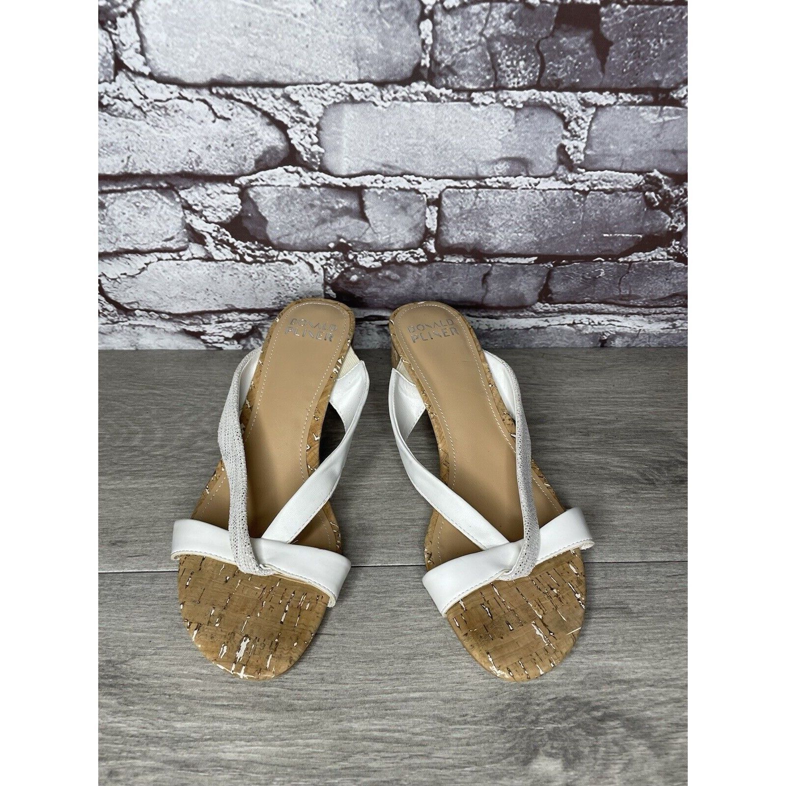 Donald Pliner Donald Pliner OONA White Leather Cork Heel Sandals Women Sz Size US 8 / IT 38 - 17 Thumbnail