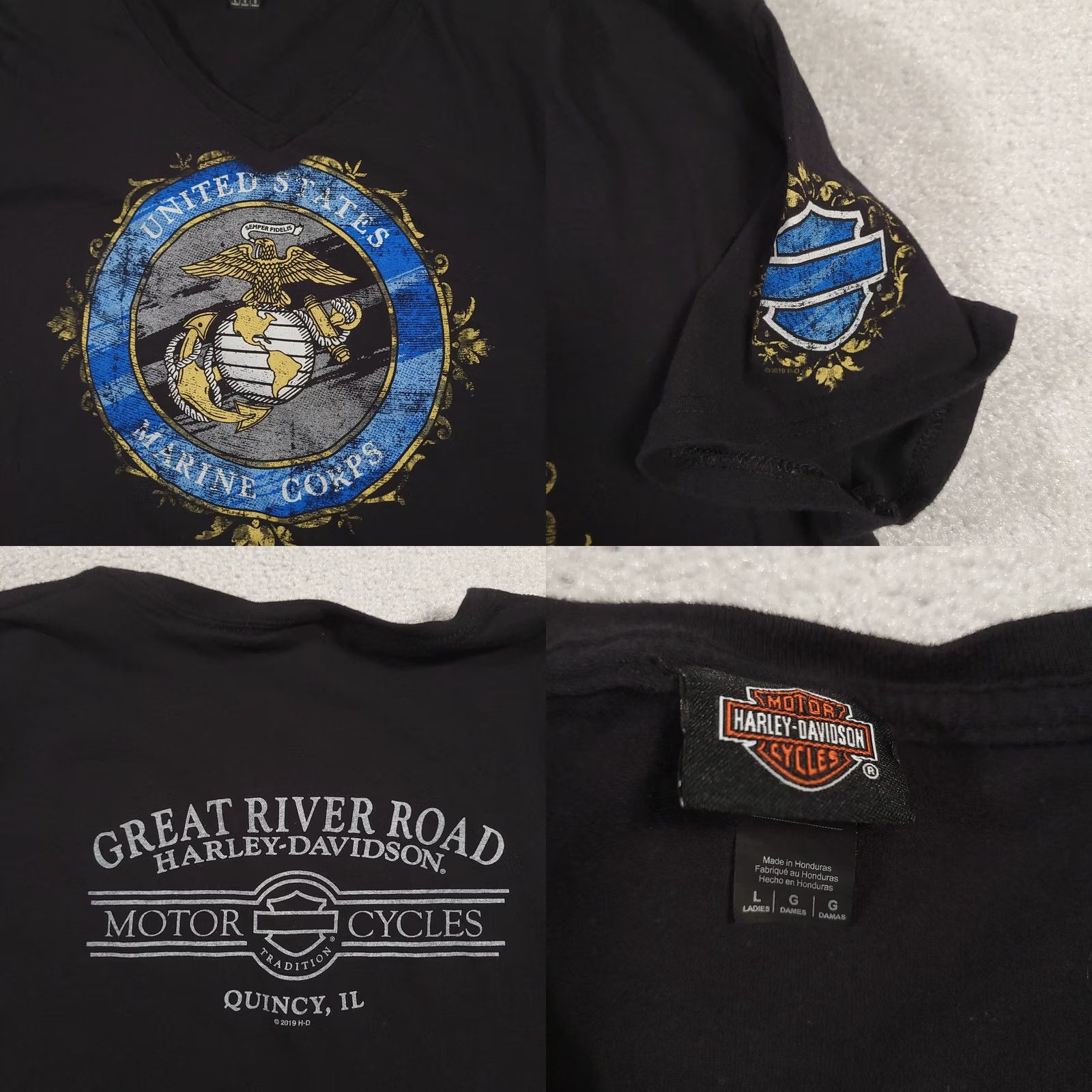 Harley Davidson Harley Davidson Shirt Women’s L Black Motorcycle Marines USMC Logo Tee Size L / US 10 / IT 46 - 8 Thumbnail