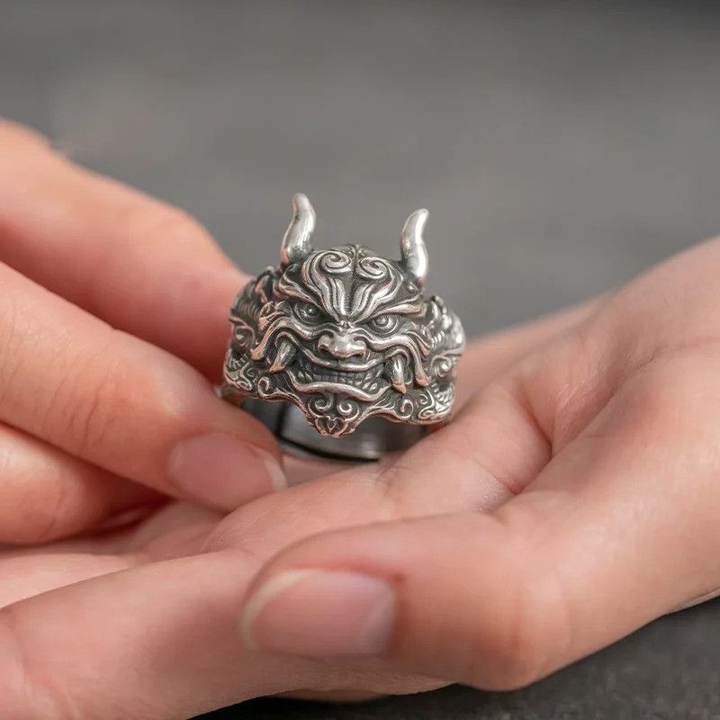 Jewelry × Vintage Retro Dragon Mask Ring Size ONE SIZE - 5 Thumbnail