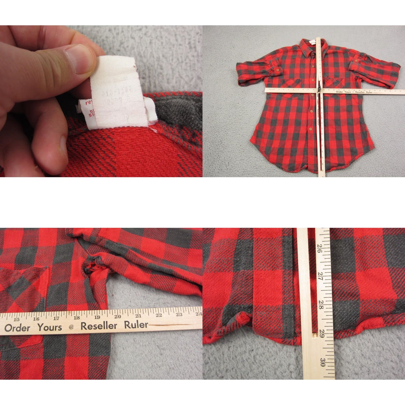 JCPenney VINTAGE JC Penney Shirt Mens Large Red Plaid Flannel 60s 70s USA Size US L / EU 52-54 / 3 - 9 Thumbnail