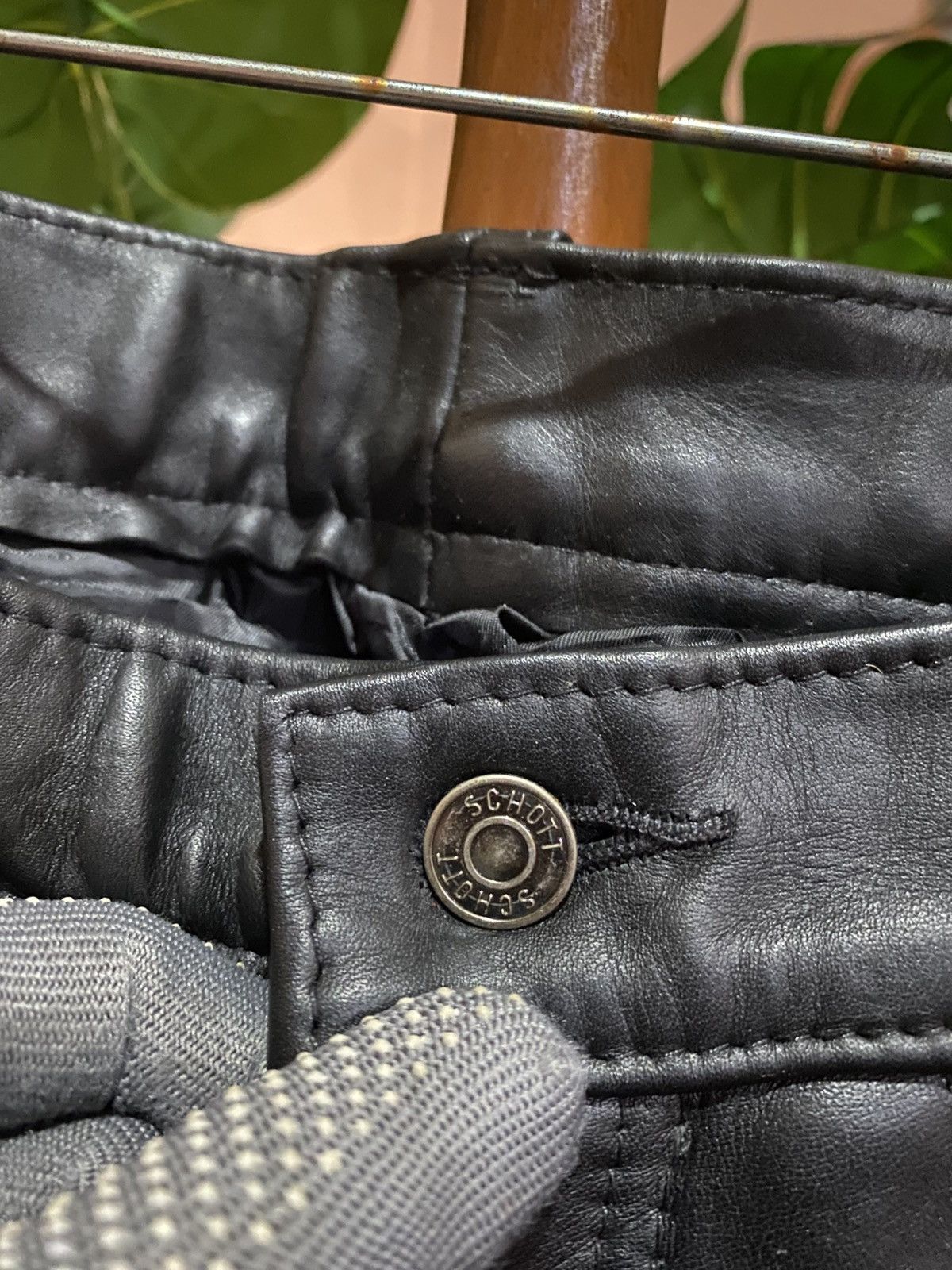 Schott Vintage 90s Schott NYC Black Leather Pants USA Made Talon Size US 29 - 6 Thumbnail