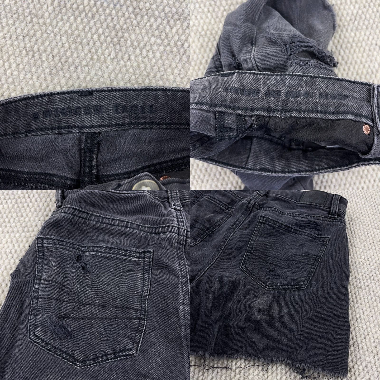 American Eagle Outfitters VINTAGE American Eagle Outfitters Shorts Women 0 Cut Off High Rise Shortie Black Denim Jorts Holes Size 25" / US 0 / IT 36 - 9 Thumbnail