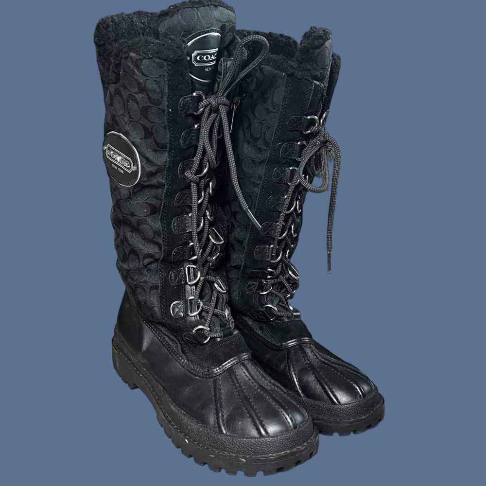 Coach Coach Libby Black Boots Lace Up Zipper Monogram Logo Size 8 B Womens Size US 8 / IT 38 - 1 Thumbnail