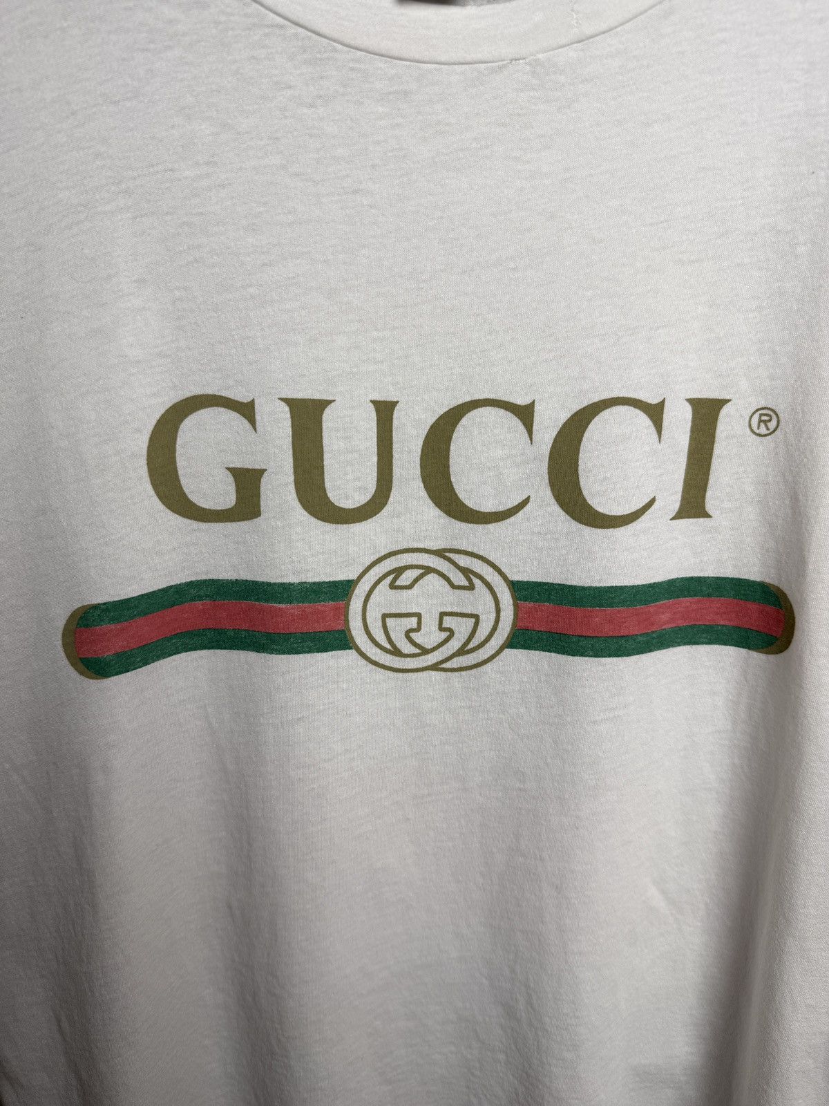 Gucci Gucci Big Logo White Tee Embroidered Flower Size US S / EU 44-46 / 1 - 4 Thumbnail