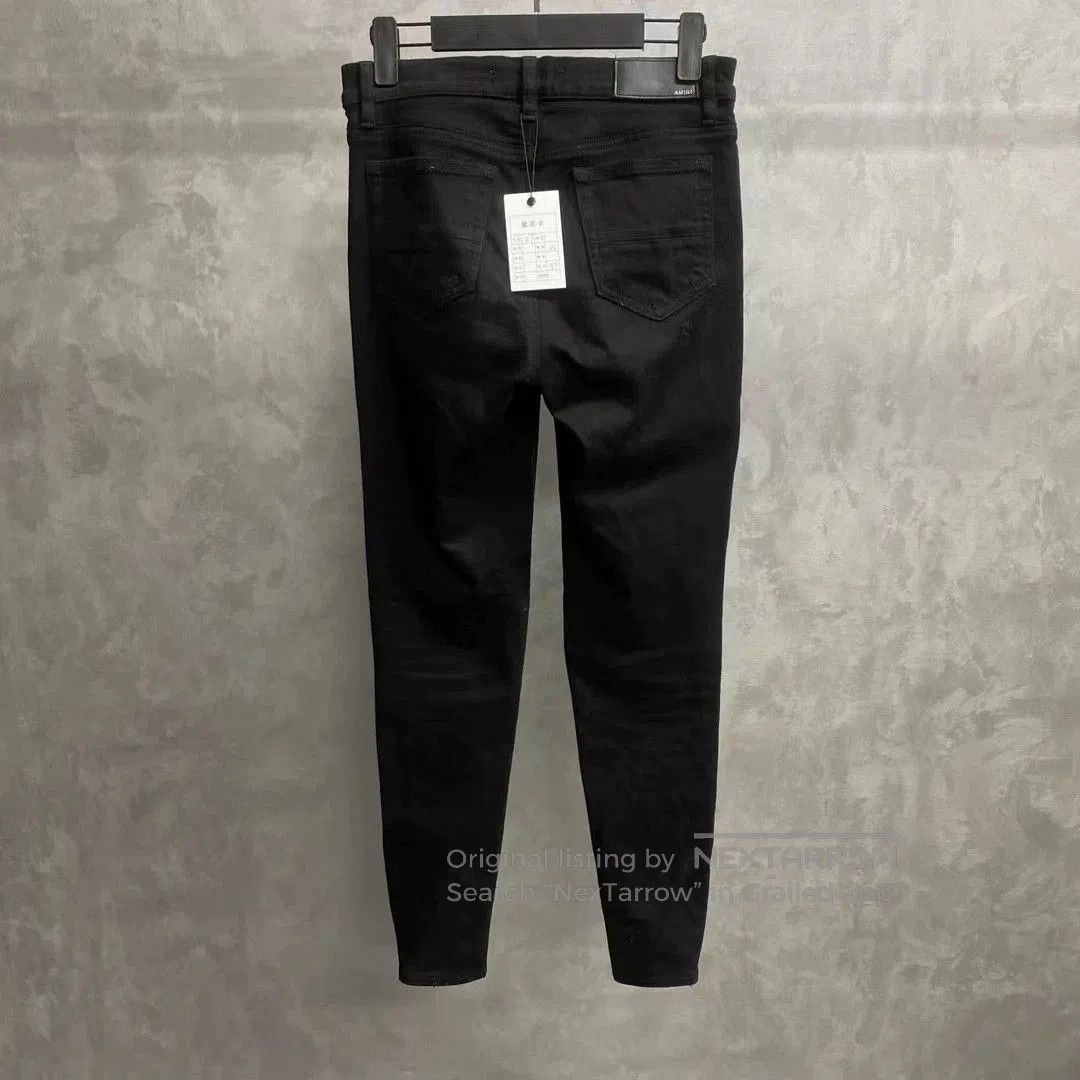 Amiri Amiri Black Leather Patch Zipper Jeans. Size 27" / US 4 / IT 40 - 2 Thumbnail