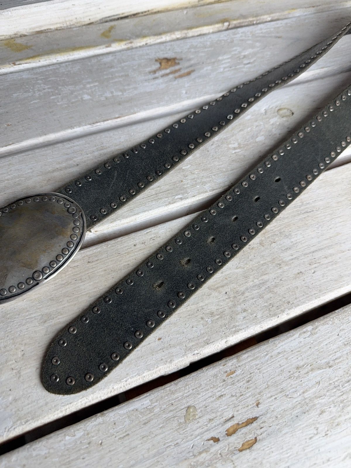 Japanese Brand Vanzetti Japanese Leather Punk Emo Rock Goth Y2K Drill belt Size ONE SIZE - 4 Thumbnail