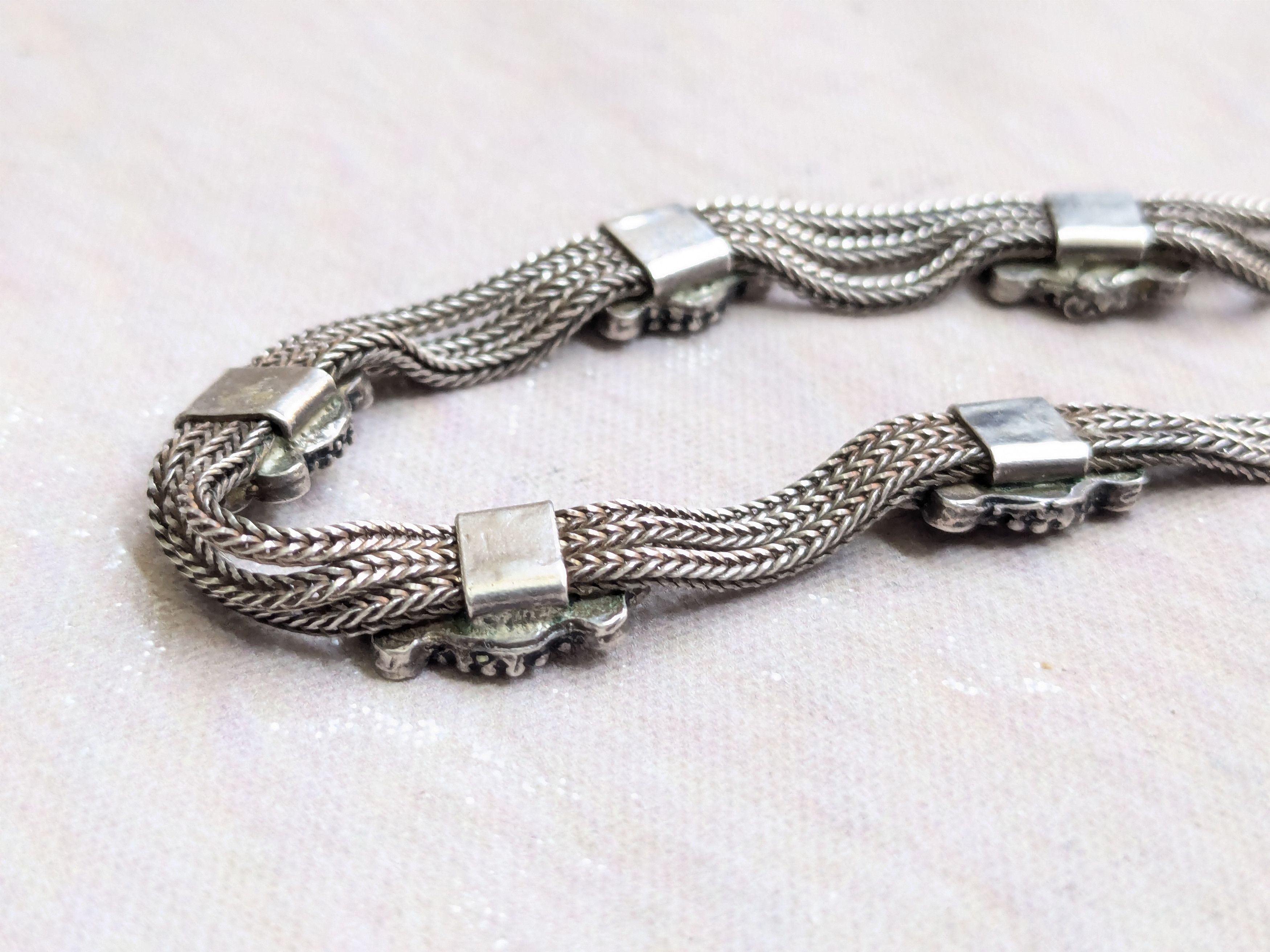Jewelry Vintage Sterling Silver Bracelet Flower 7.5 Size ONE SIZE - 10 Thumbnail