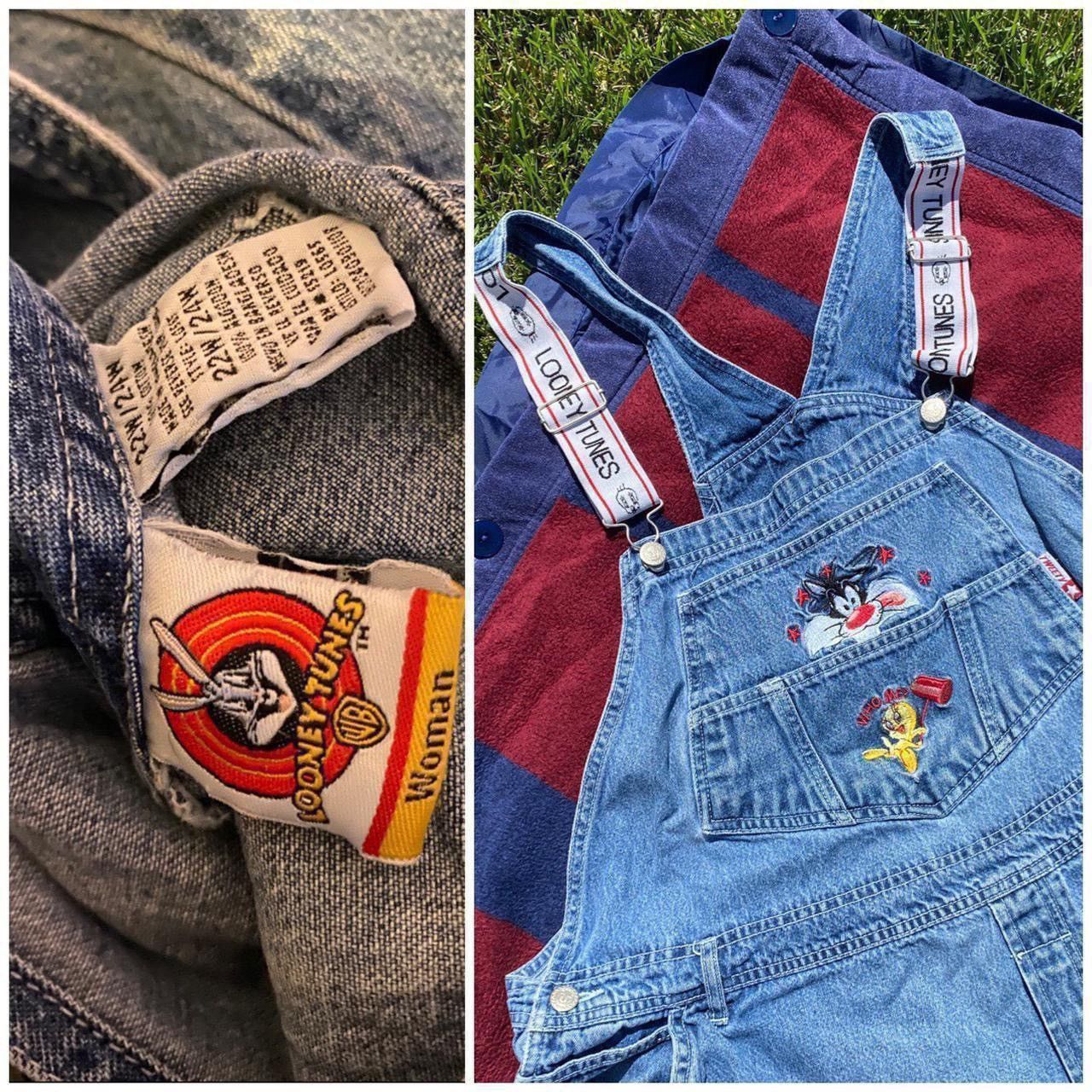 Other Vintage Y2k Looney Tunes denim overalls Sylvester Tweety Size 42" / US 20 - 4 Thumbnail